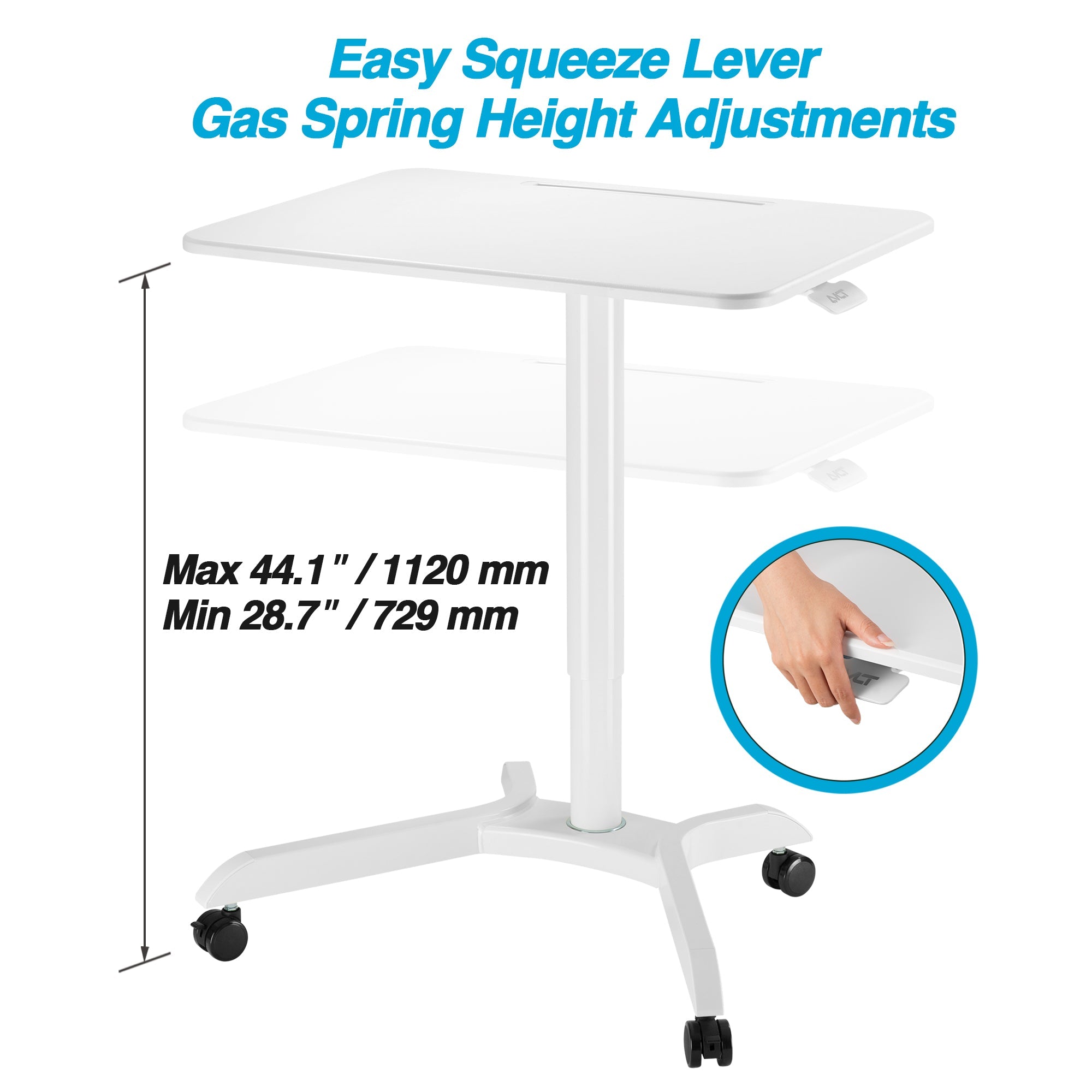 AVLT 44" Pneumatic Mobile Laptop Desk Cart - White