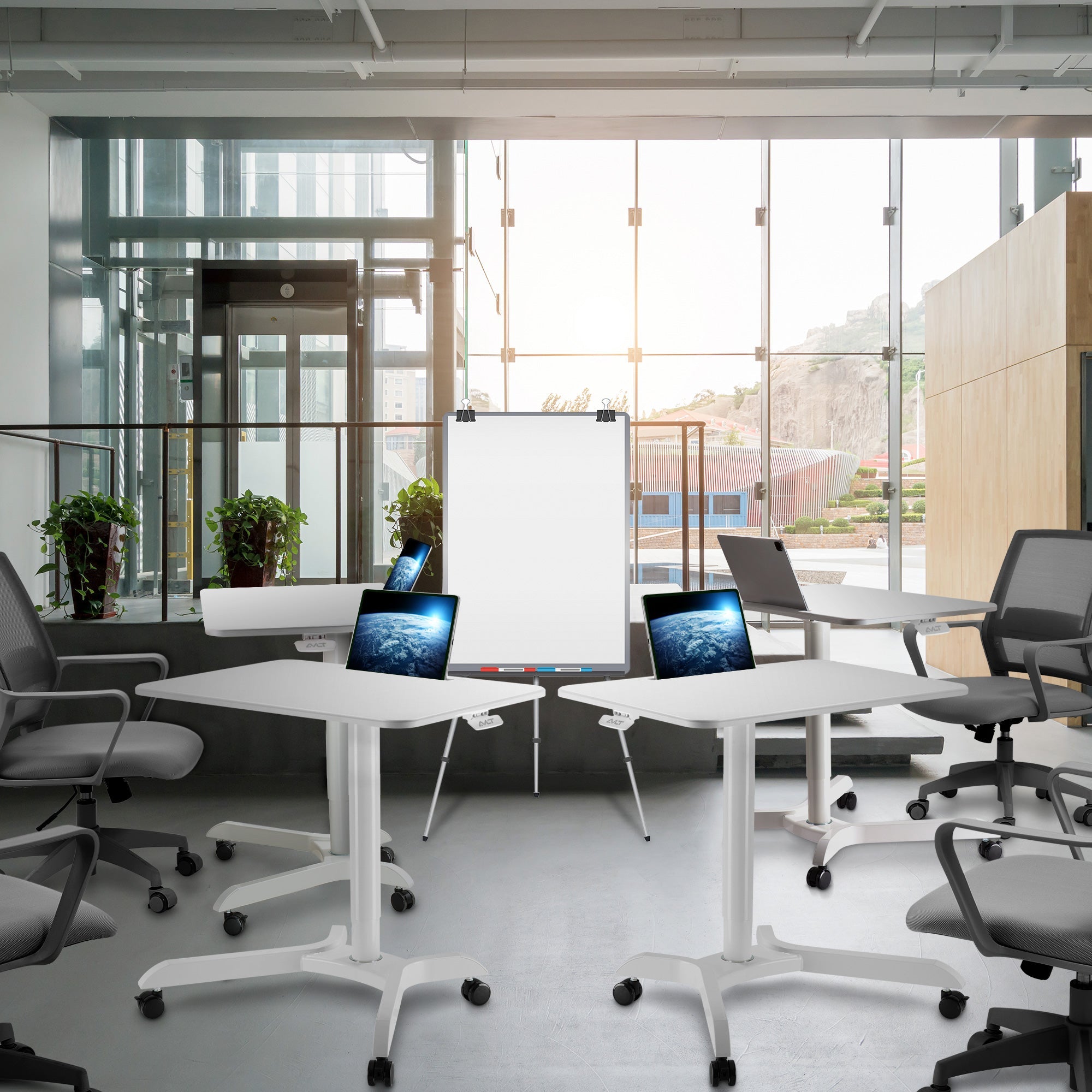 AVLT 44" Pneumatic Mobile Laptop Desk Cart - White