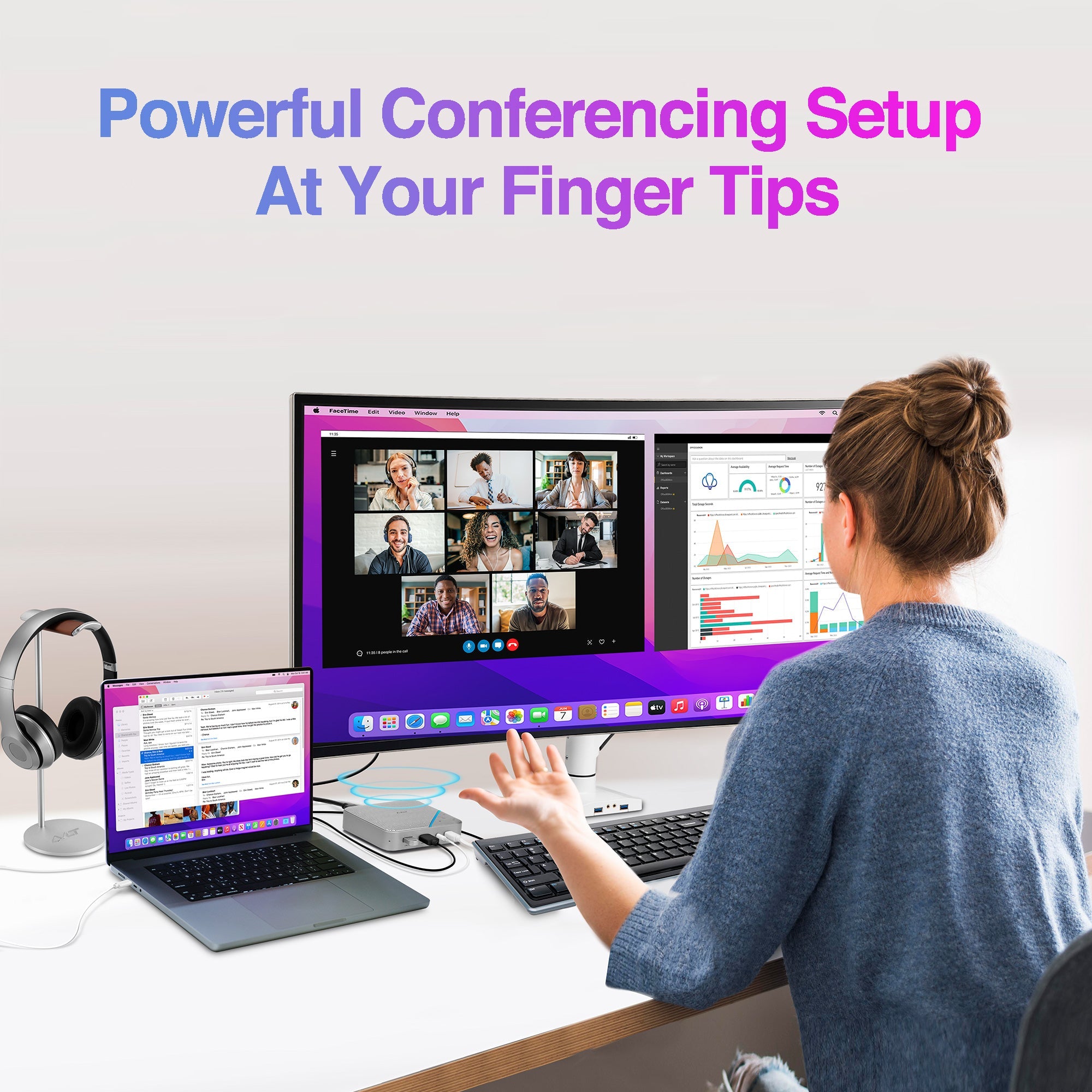 AVLT USB-C PD Media Hub Conference Speaker - Gray