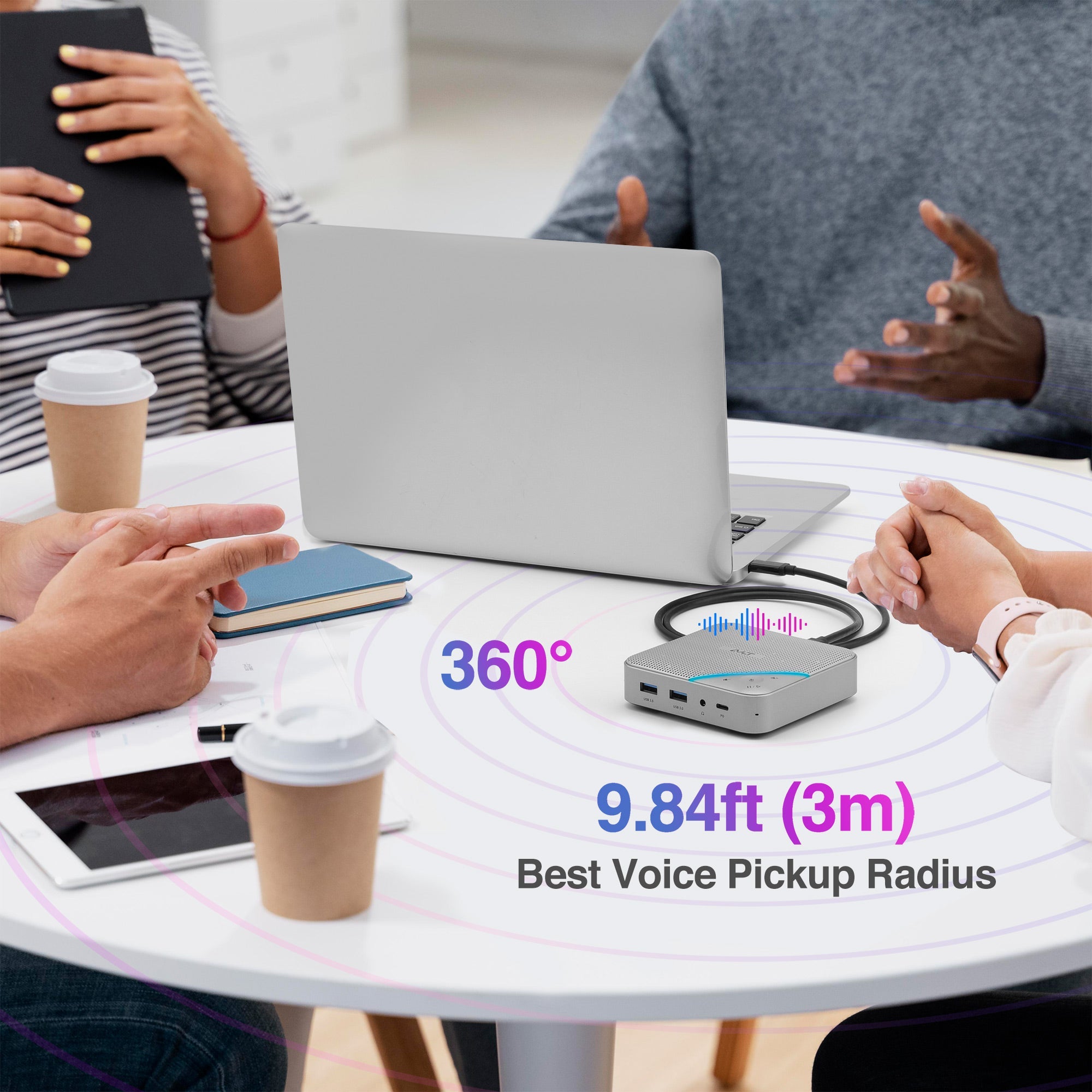 AVLT USB-C PD Media Hub Conference Speaker - Gray