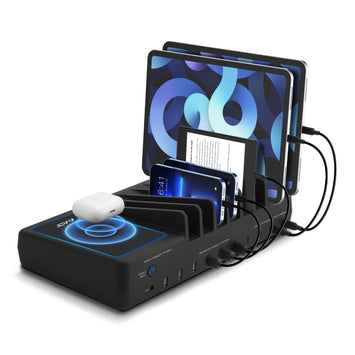 AVLT 10-port USB-A USB-C with Wireless Charging Station -150W - Black