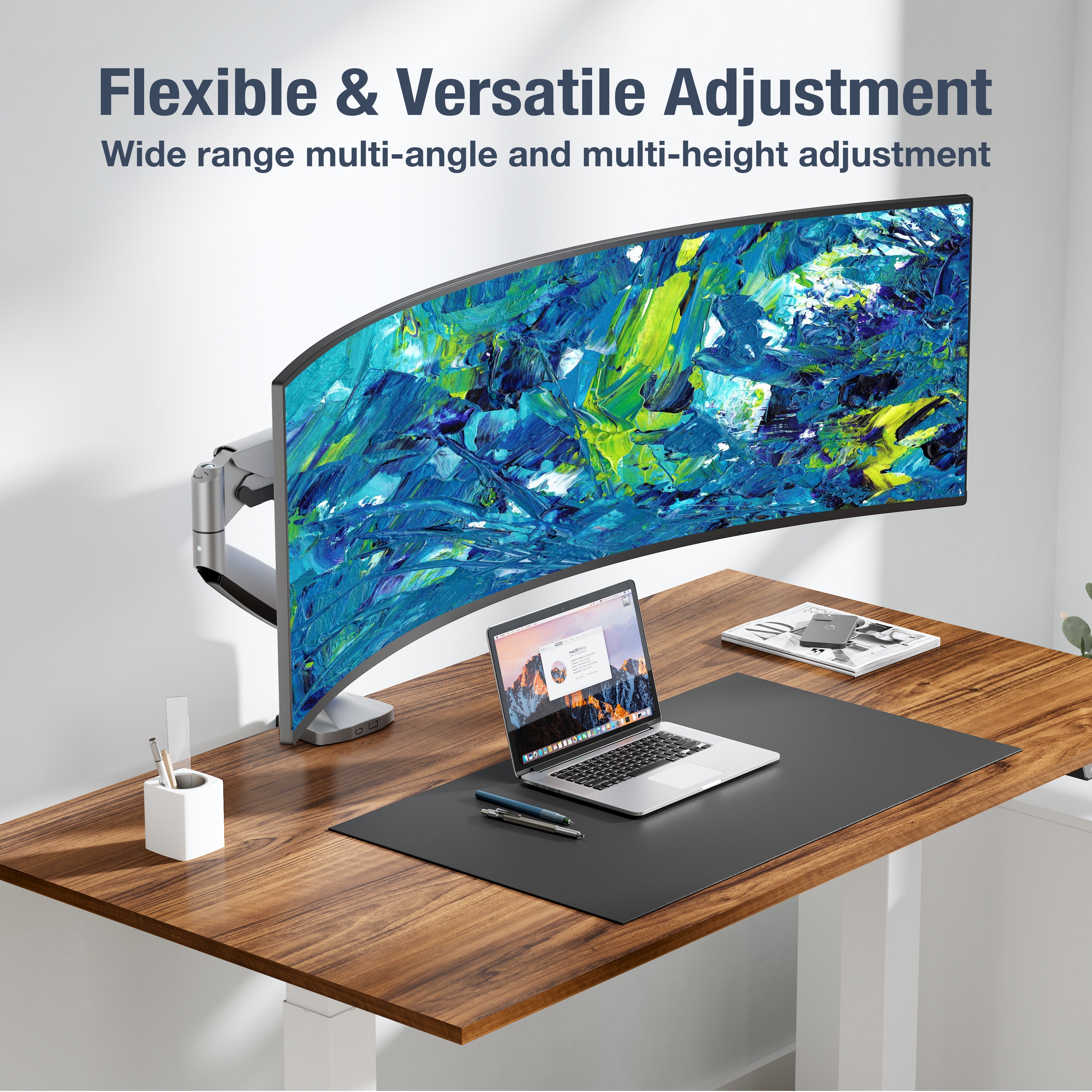 AVLT Single 33 lbs Monitor Desk Mount Premium Mechanical Spring-Gray