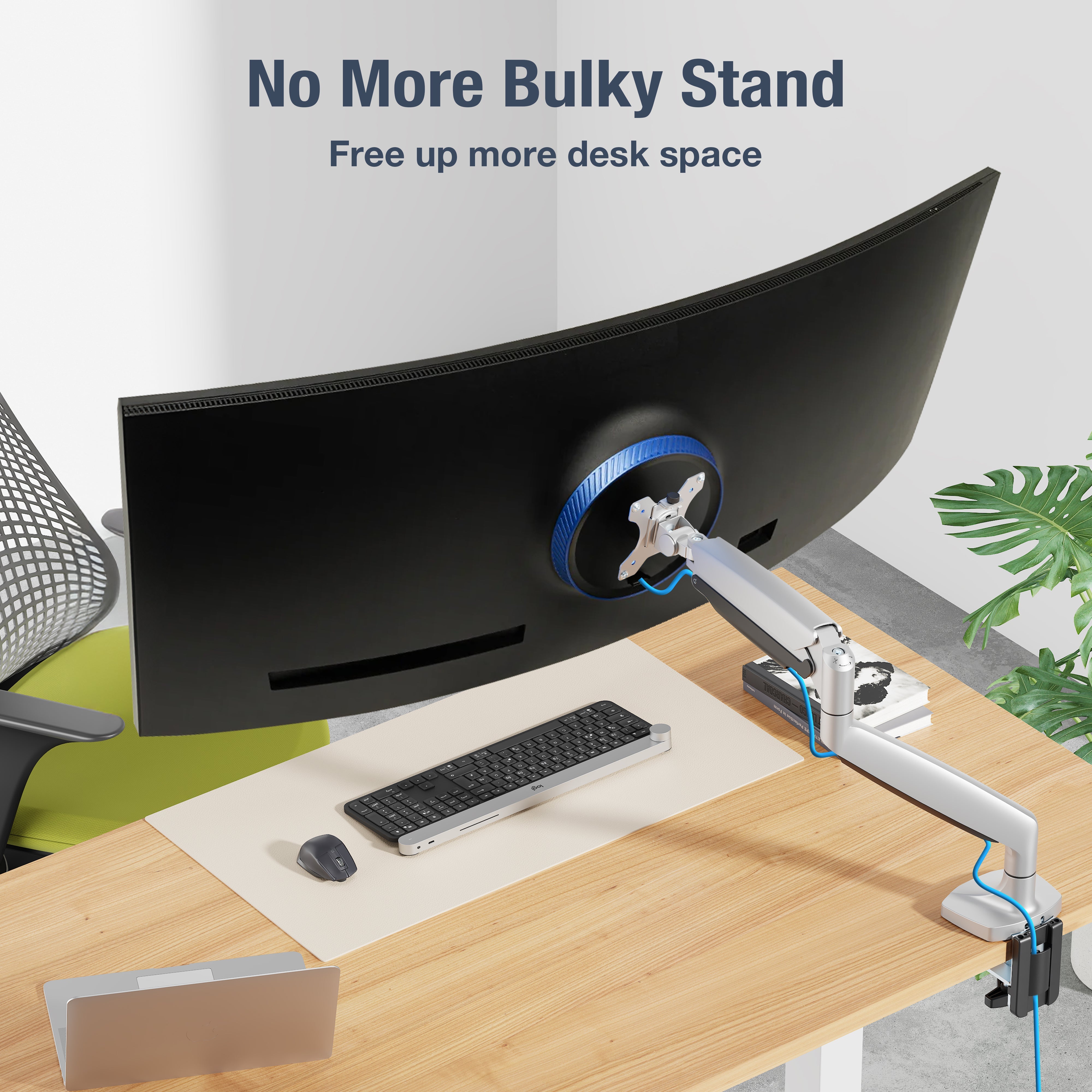 AVLT Single 33 lbs Monitor Desk Mount Premium Mechanical Spring-Gray