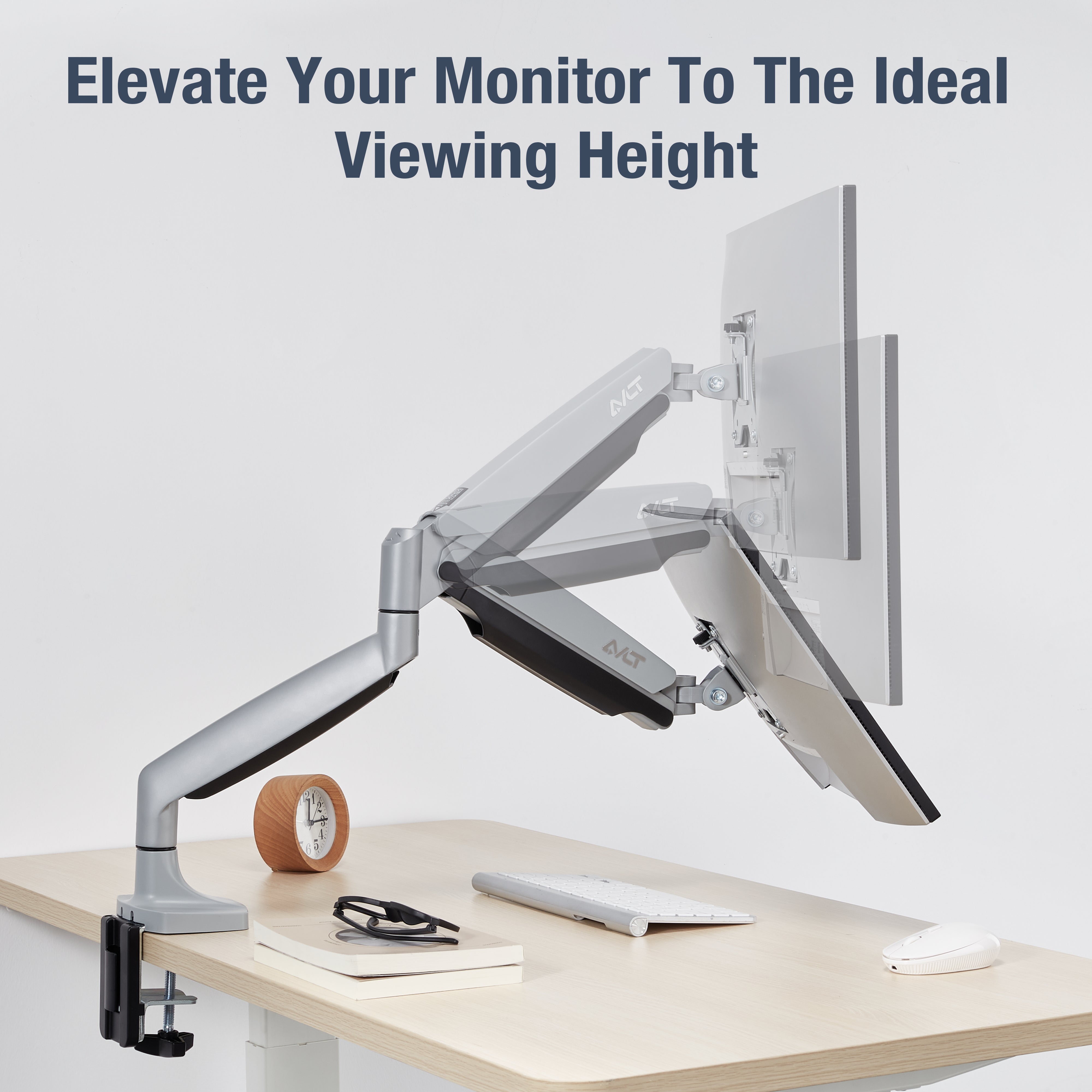 AVLT Single 33 lbs Monitor Desk Mount Premium Mechanical Spring-Gray