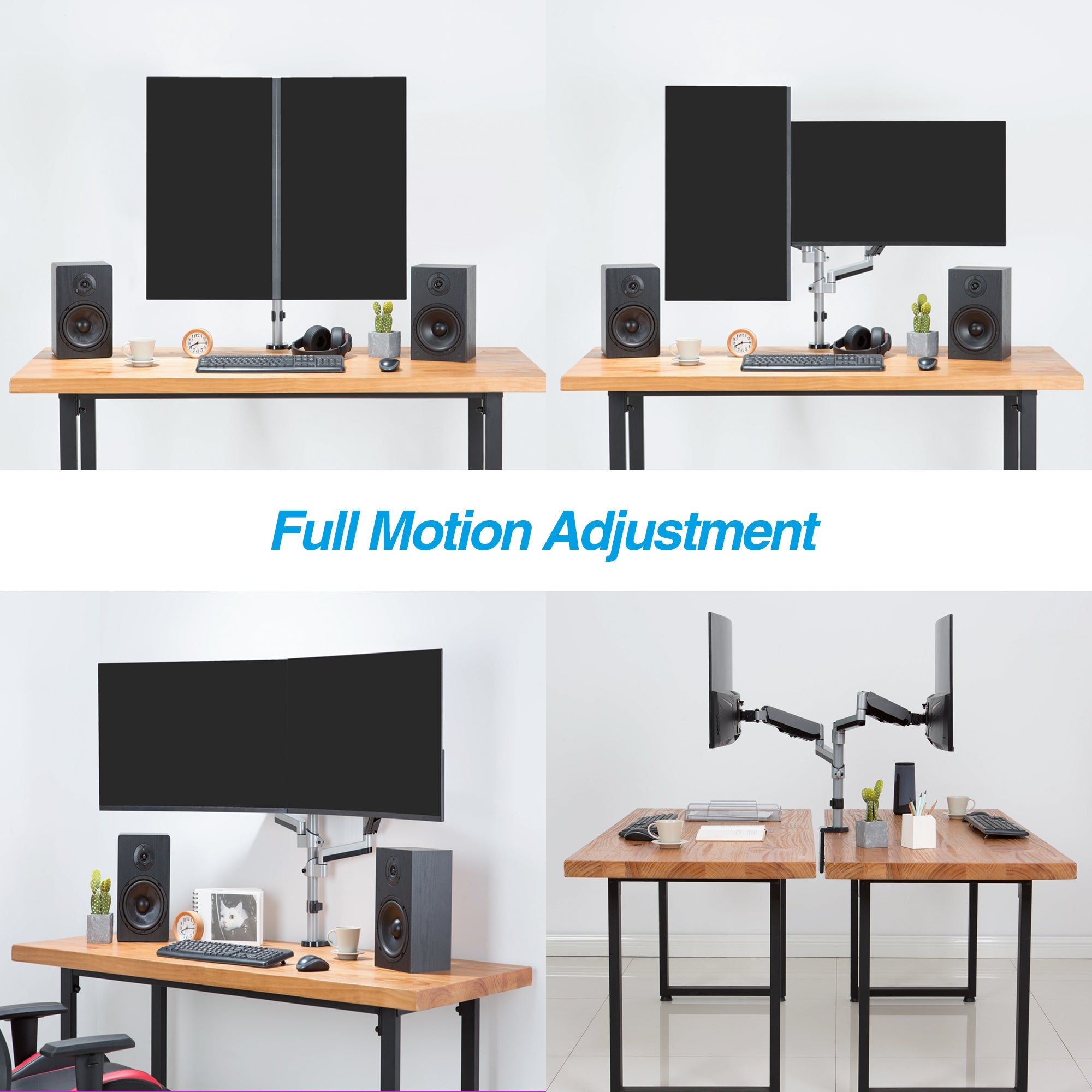 AVLT Dual 27" Monitor Desk Mount Stackable Premium Gas Spring - Gray