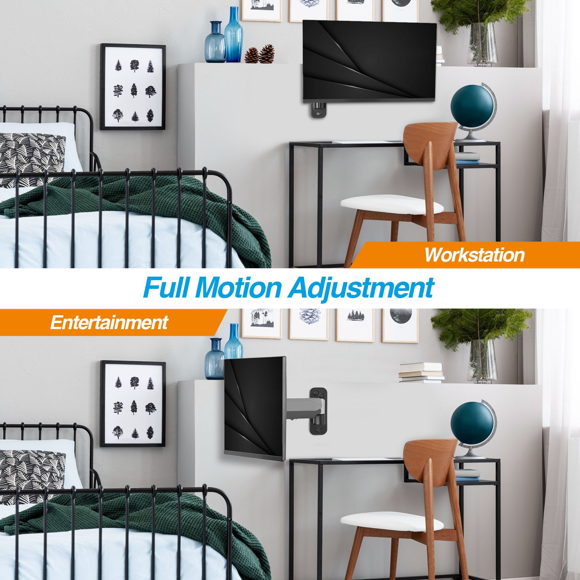 AVLT Single Arm Gas Spring Wall Mount - Aluminum - Gray