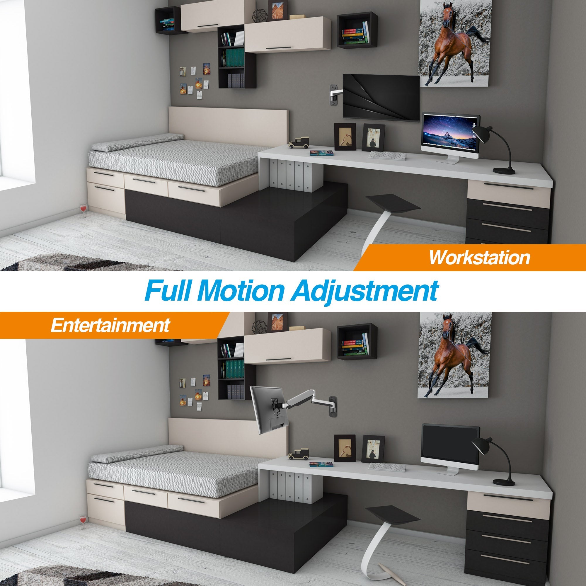 AVLT Single 32" Monitor Wall Mount Premium Gas Spring - Gray