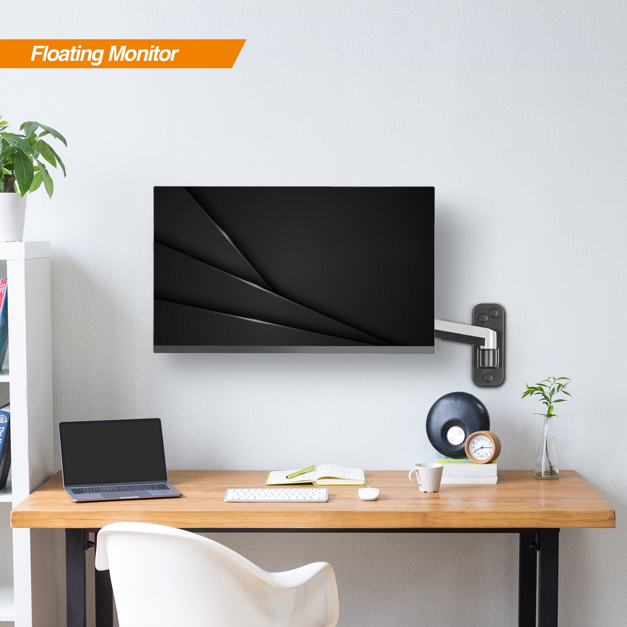 AVLT Single 32" Monitor Wall Mount Premium Gas Spring - Gray