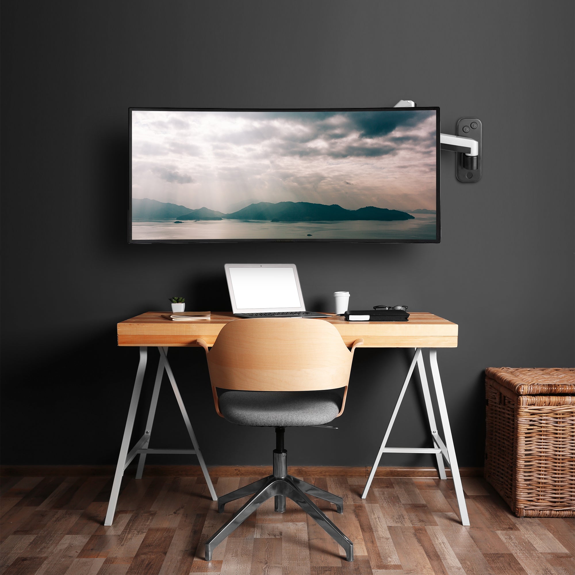 AVLT Single 32" Monitor Wall Mount Premium Gas Spring - Gray