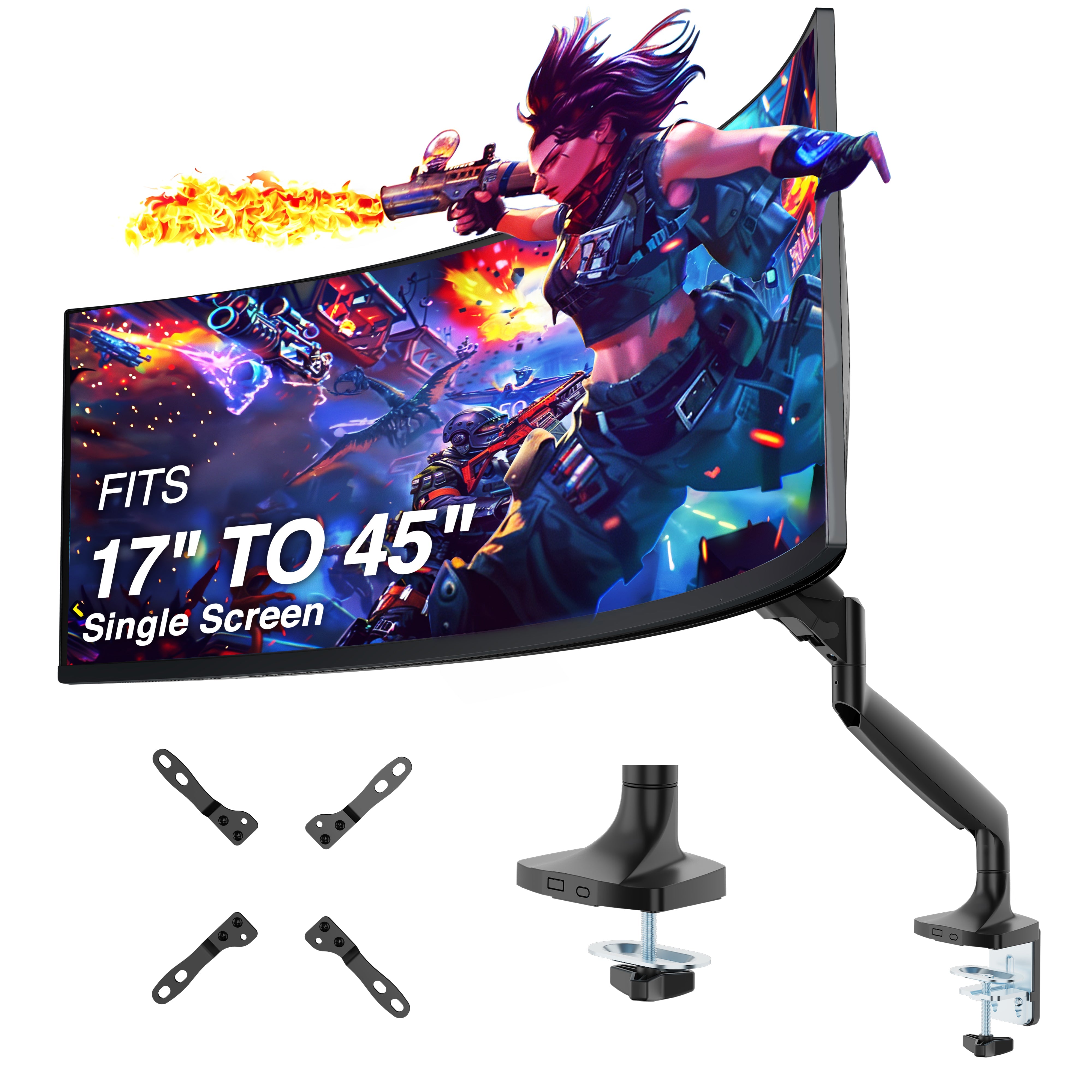 AVLT Single 26 lbs Monitor Desk Mount Premium Mechanical Spring - Black
