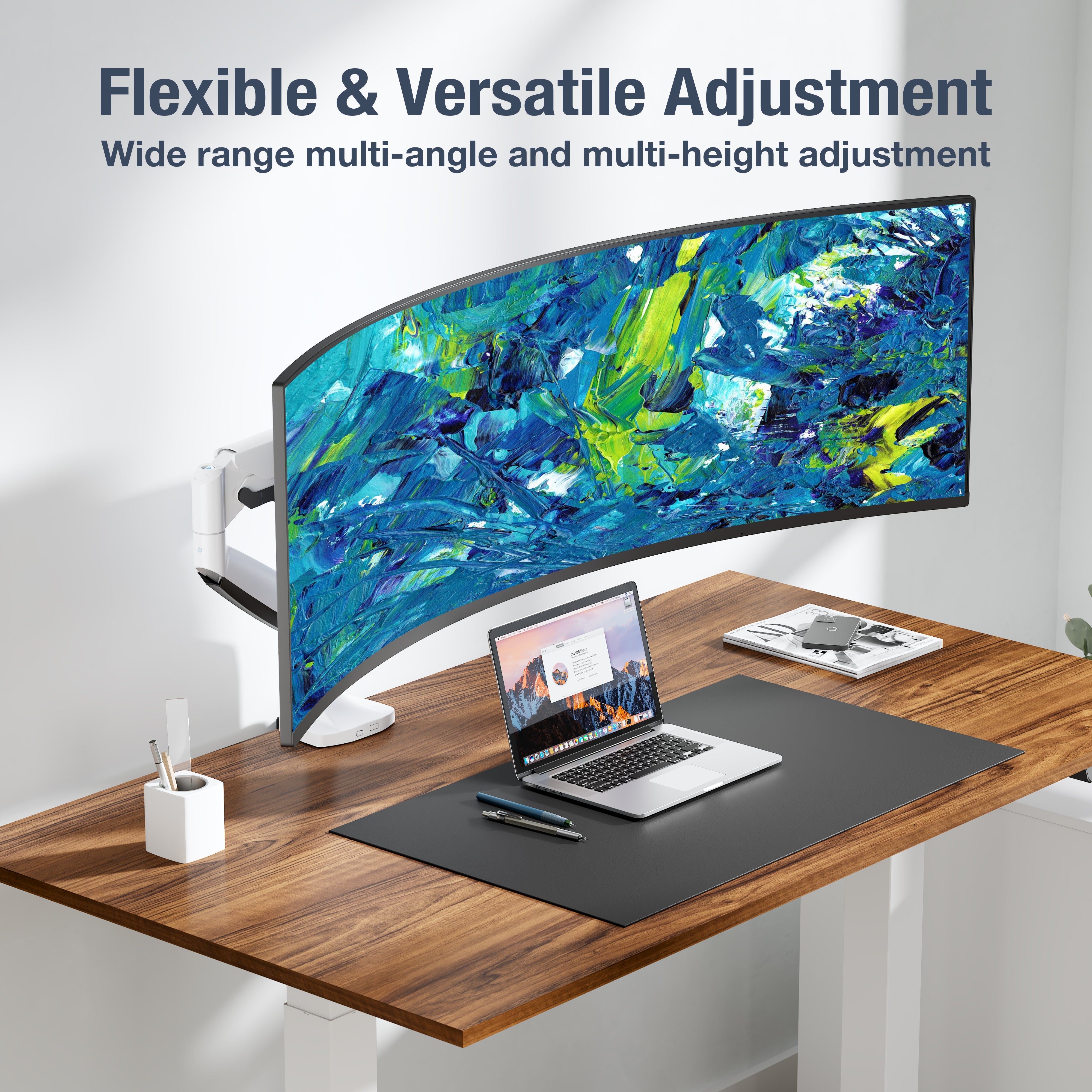 AVLT Single 26 lbs Monitor Desk Mount Premium Mechanical Spring - White