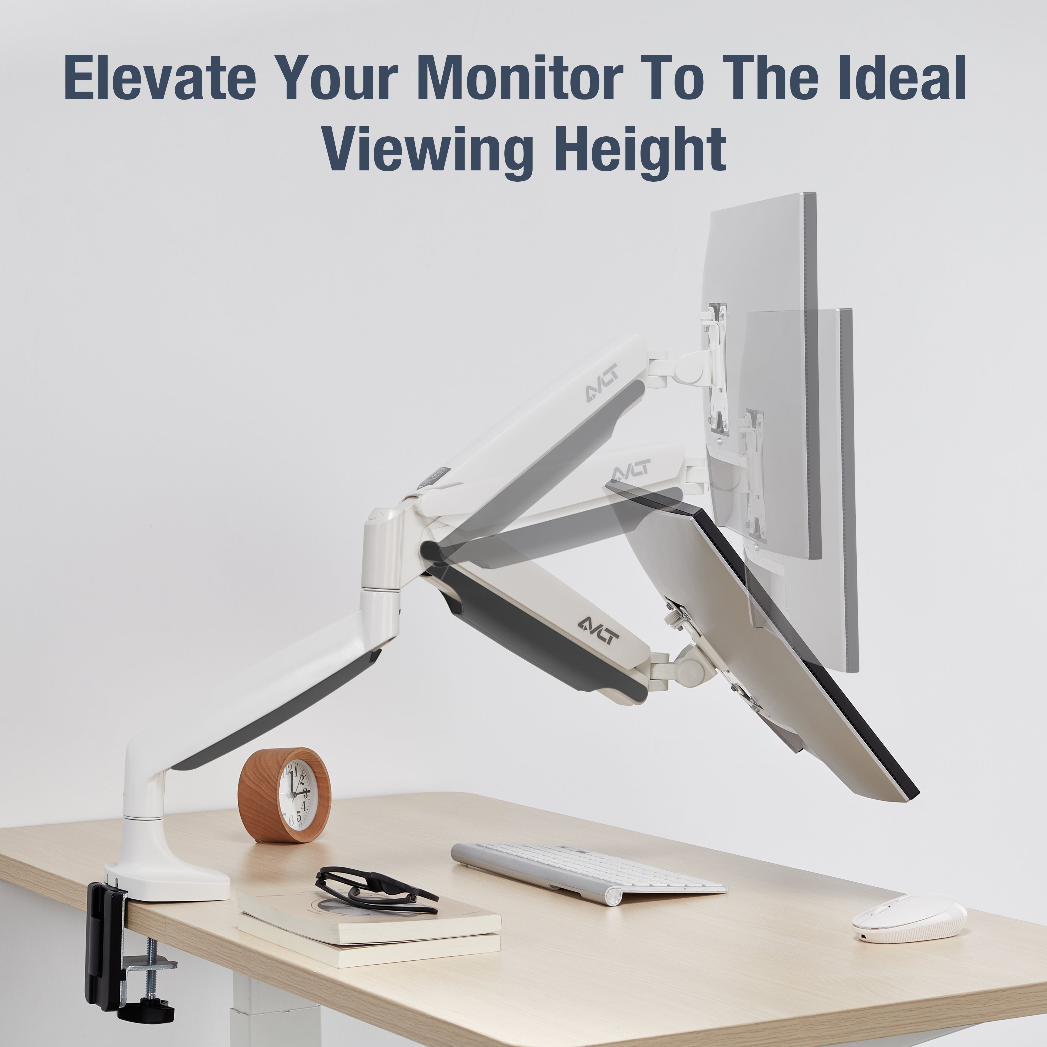 AVLT Single 26 lbs Monitor Desk Mount Premium Mechanical Spring - White