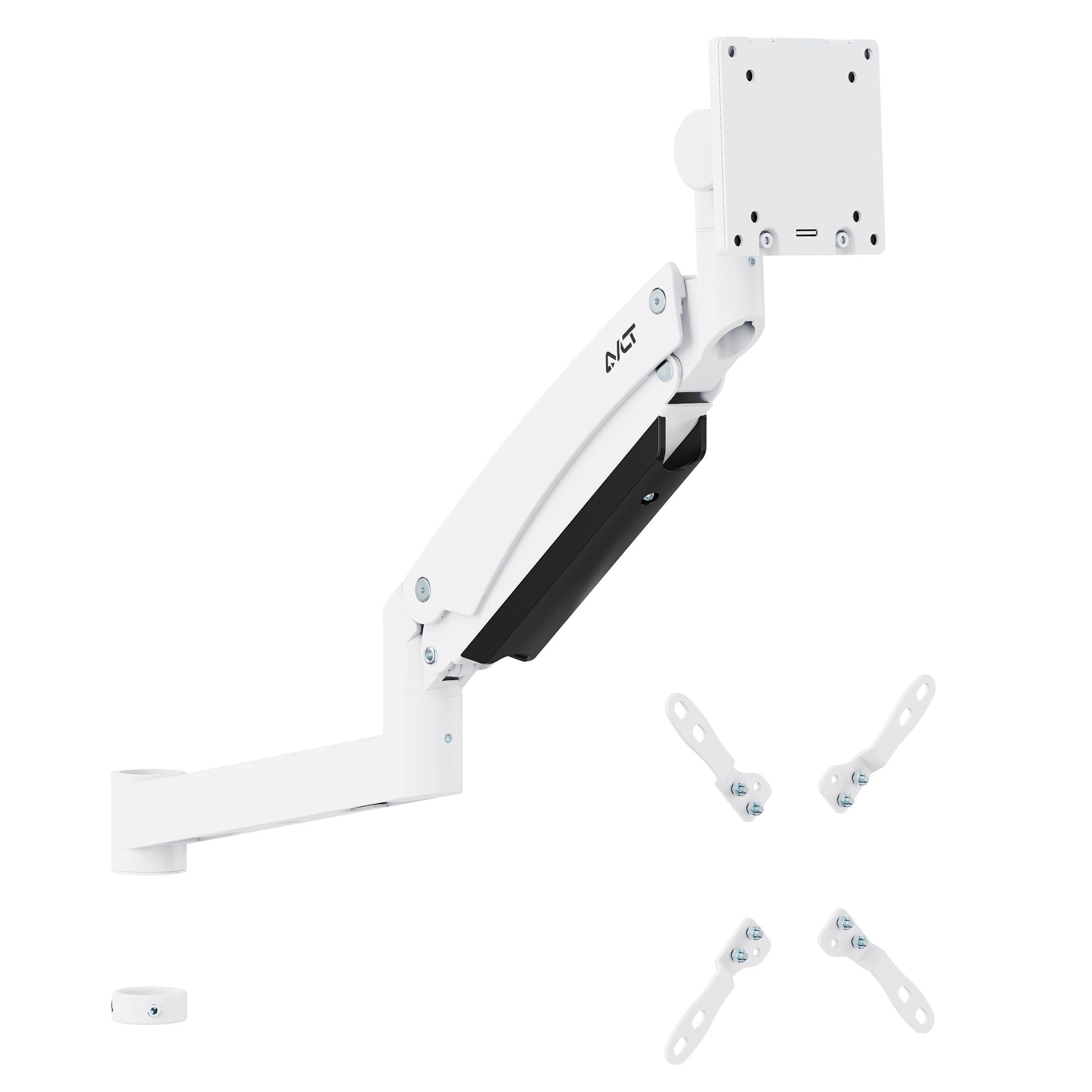 AVLT Single 57 Inch Heavy Duty Monitor Arm Add-On Kit For Pole Top Mount - White
