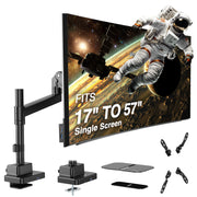 AVLT Single 57 Inch Heavy Duty Monitor Arm Pole Top Mount With USB-C USB-A Ports - Black