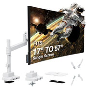 AVLT Single 57 Inch Heavy Duty Monitor Arm Pole Top Mount With USB-C USB-A Ports - White