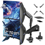 AVLT Dual 57 Inch Heavy Duty Stacking Monitor Arm Pole Top Mount With USB-C USB-A Ports - Black