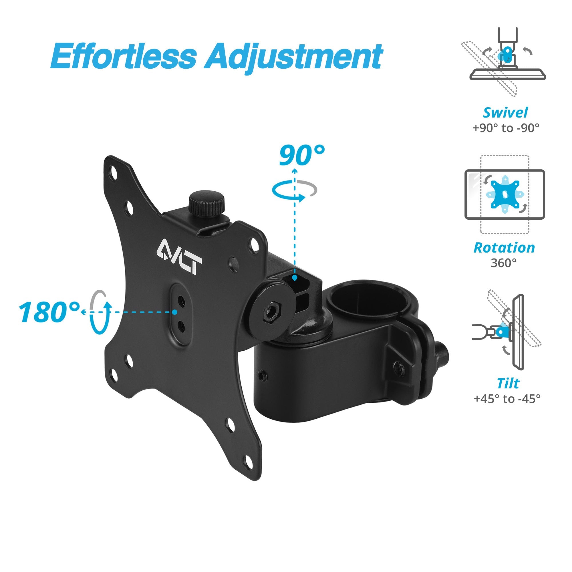 AVLT Single 40 Inch Monitor Head Add-On Kit For Pole Top Mount - Black