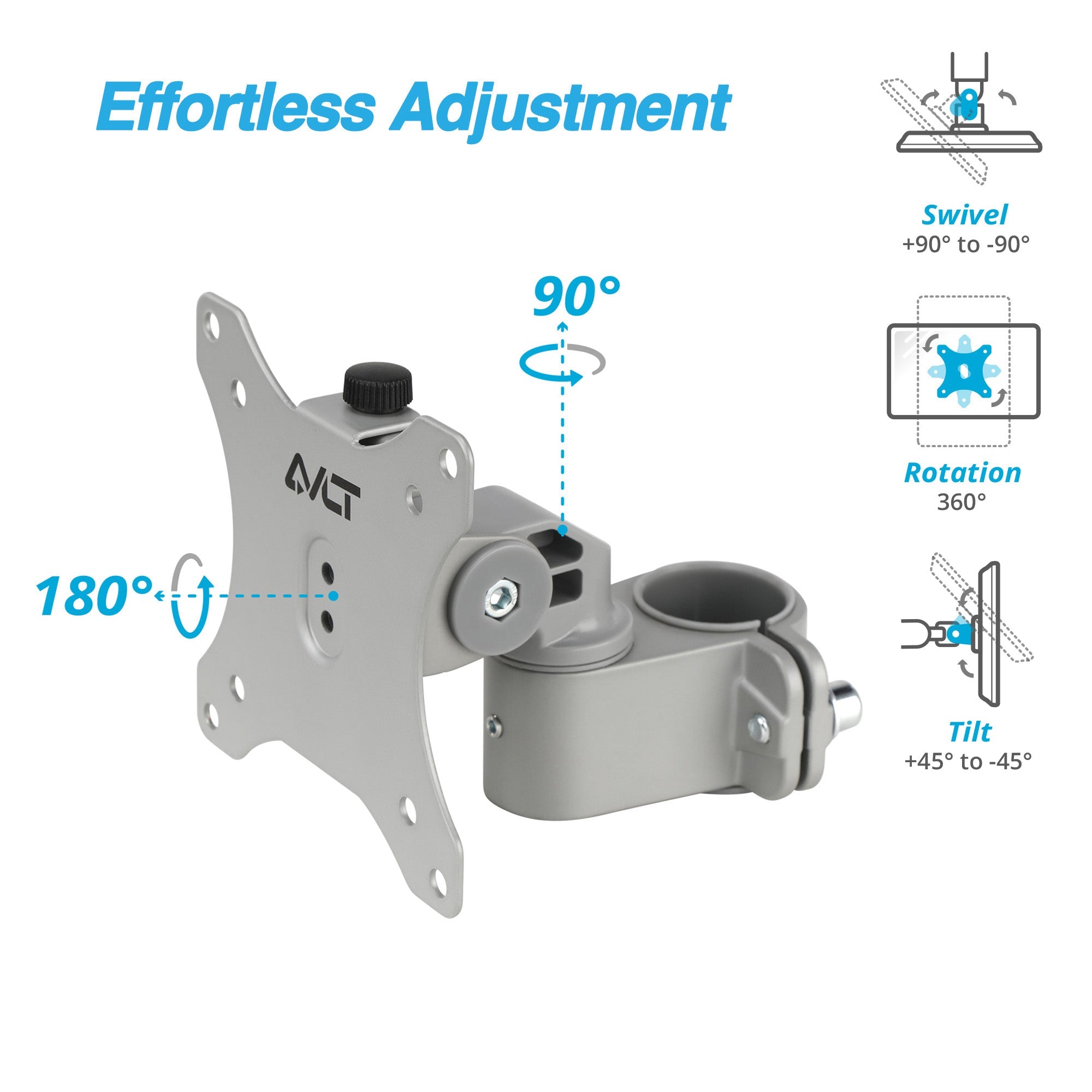AVLT Single 40 Inch Monitor Head Add-On Kit For Pole Top Mount - Gray
