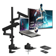 AVLT Laptop & 40 Inch Monitor Arm Pole Top Mount With USB-C USB-A Ports - Black