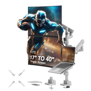 AVLT Laptop & Dual 40 Inch Monitor Arm Pole Top Mount With USB-C USB-A Ports Gray