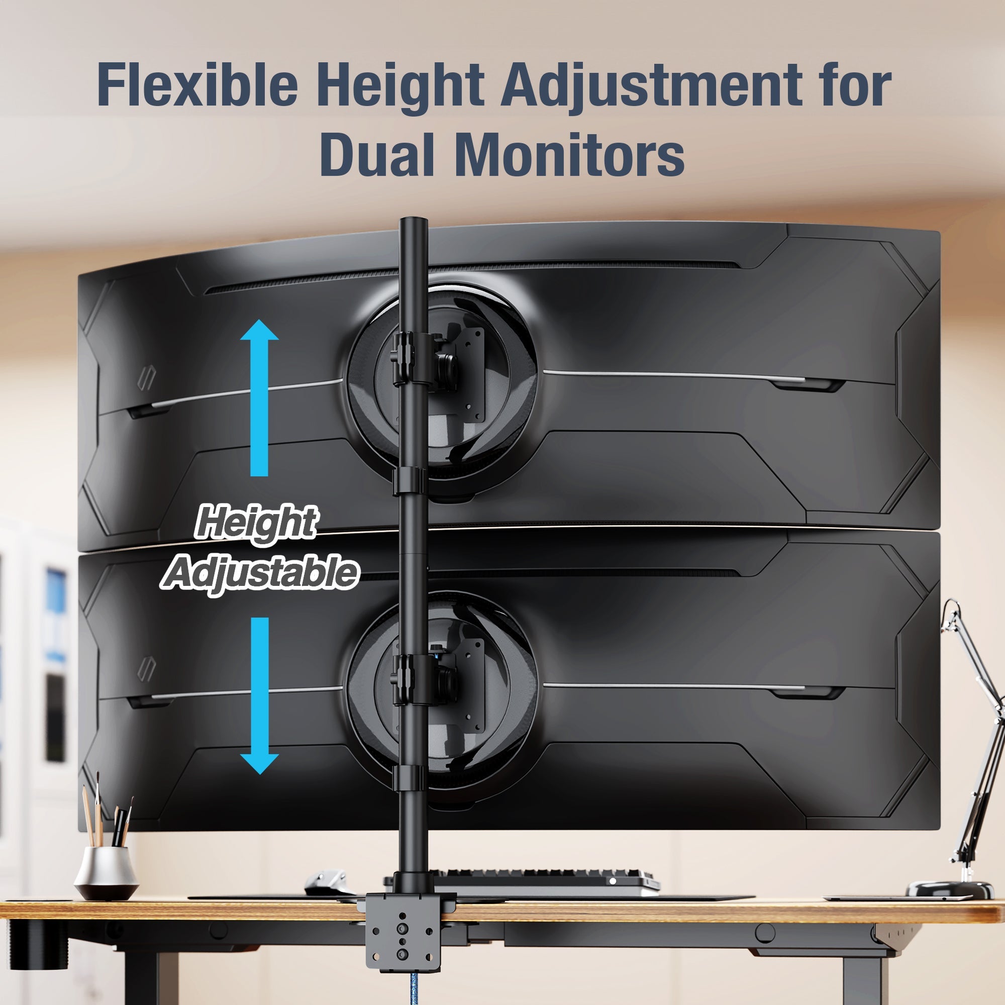 AVLT Dual 49 Inch Stacking Monitor Pole Mount - Black