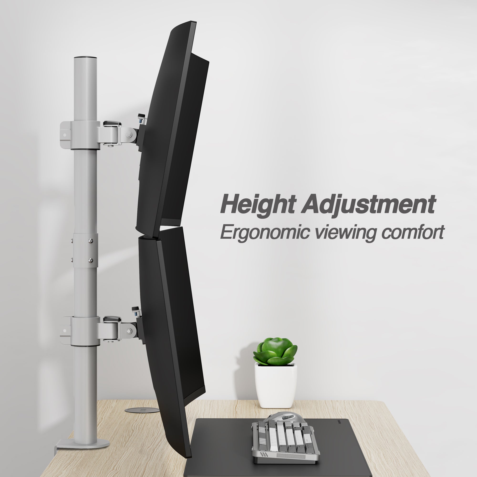 AVLT Dual 38 Inch Stacking Monitor Pole Mount - Gray