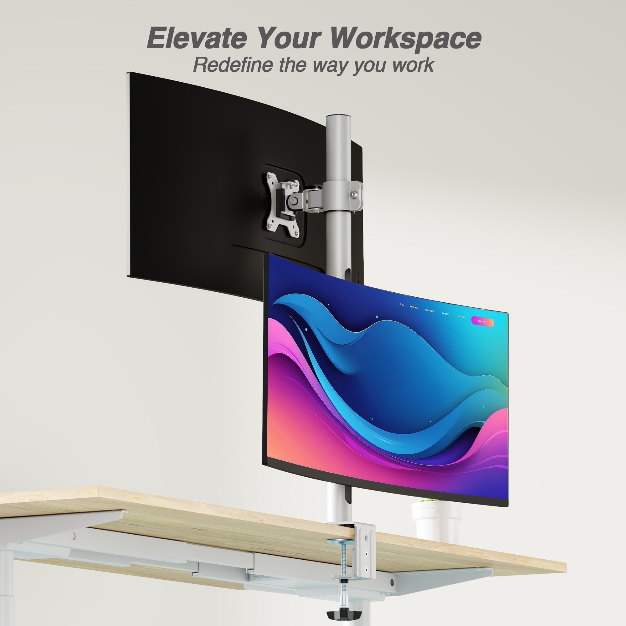 AVLT Dual 38 Inch Stacking Monitor Pole Mount - Gray