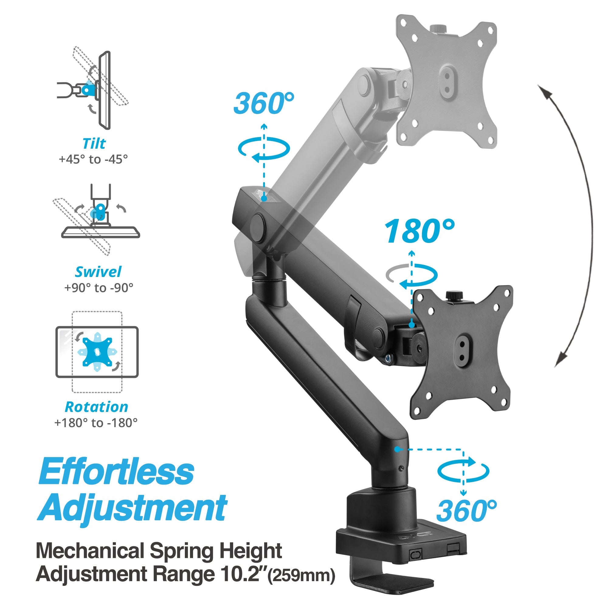 AVLT Single 26 lbs Monitor Desk Top Mount