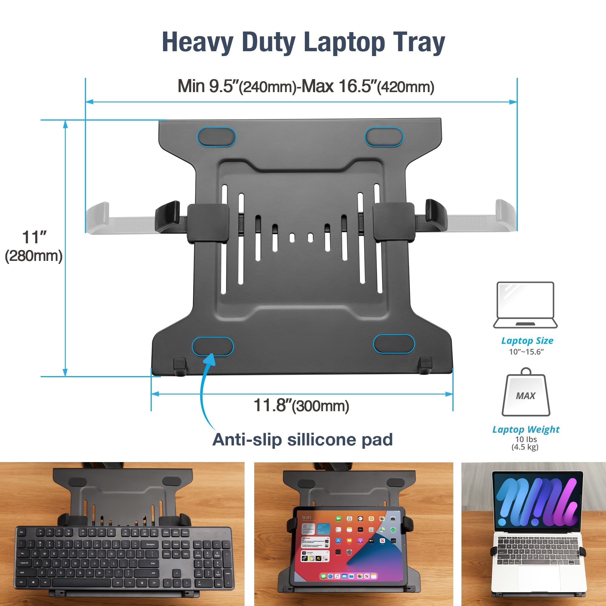 AVLT Laptop & 38 Inch Monitor Desk Mount - Black