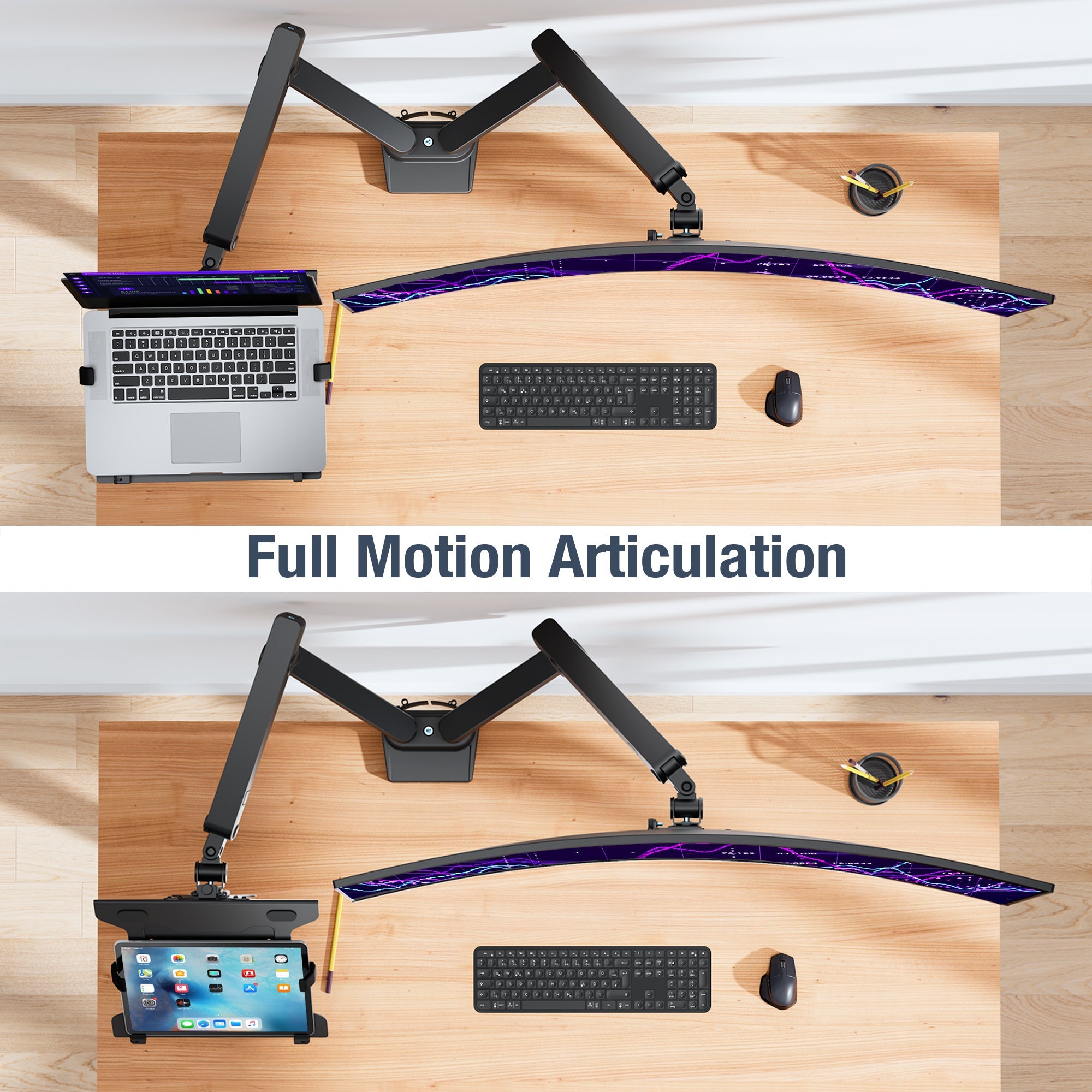 AVLT Laptop & 38 Inch Monitor Desk Mount - Black