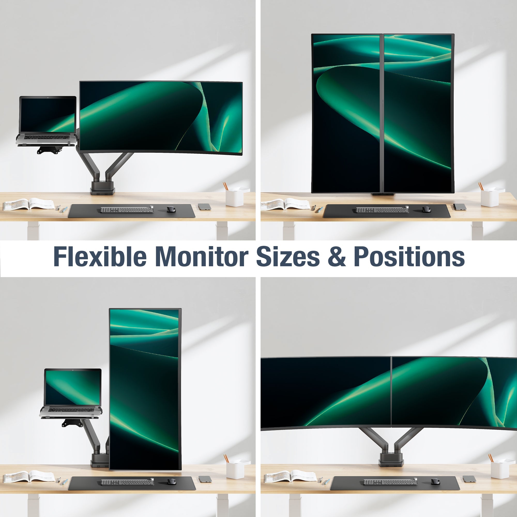 AVLT Laptop & 38 Inch Monitor Desk Mount - Black
