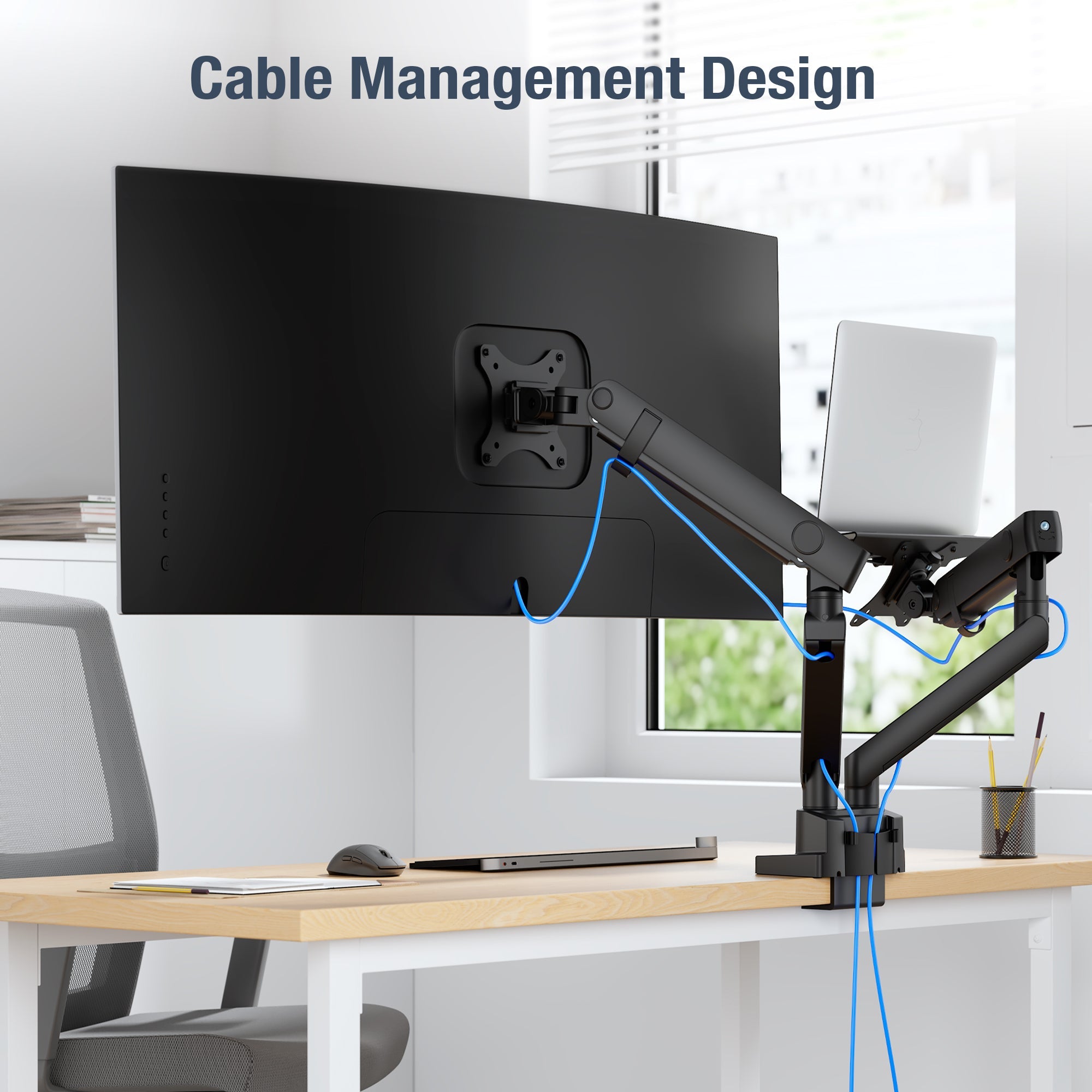 AVLT Laptop & 38 Inch Monitor Desk Mount - Black