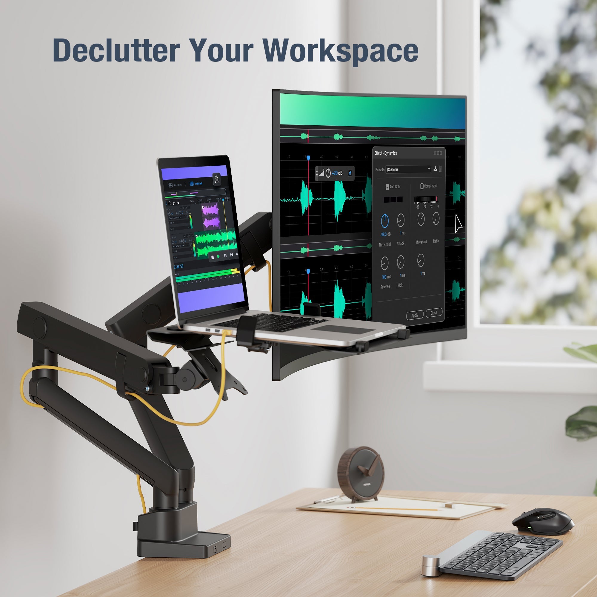 AVLT Laptop & 38 Inch Monitor Desk Mount - Black