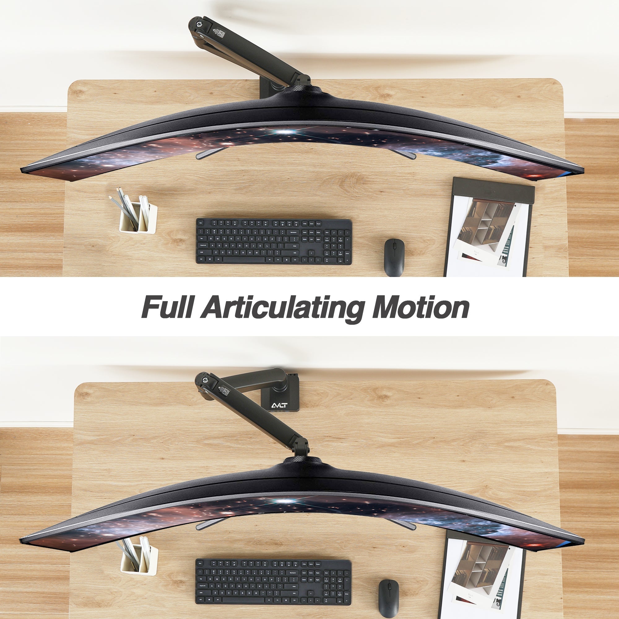 AVLT Single 50 lbs Heavy Duty Monitor Desk Desk Mount With USB 3.0 & AUX Ports - Black