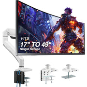 AVLT Single 50 lbs Heavy Duty Monitor Desk Desk Mount With USB 3.0 & AUX Ports - White