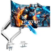 AVLT Dual 43" Heavy Duty Monitor Desk Mount With USB 3.0 & AUX Ports - White