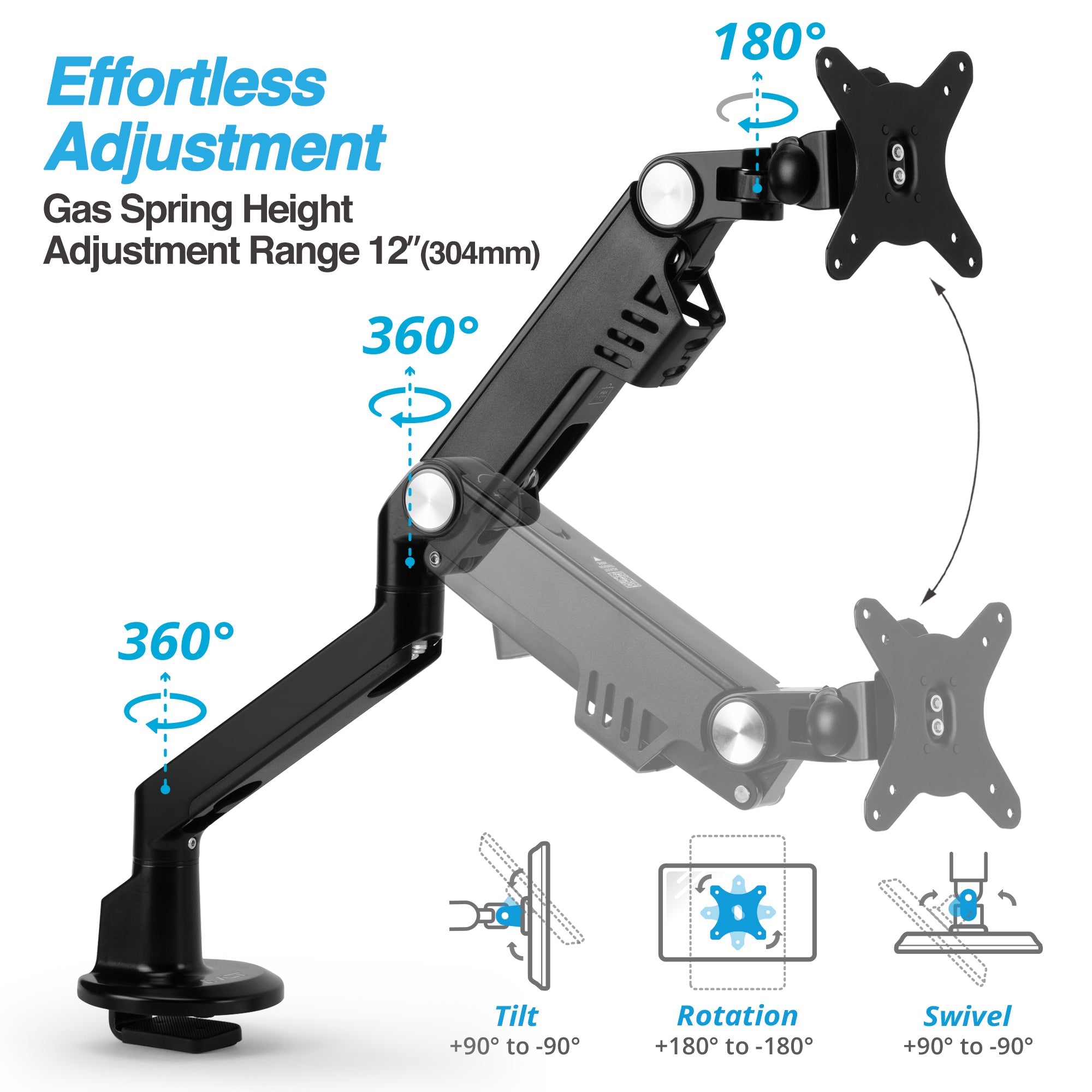AVLT Heavy-Duty Premium New Top Mounting Desk Mount - Single - Black