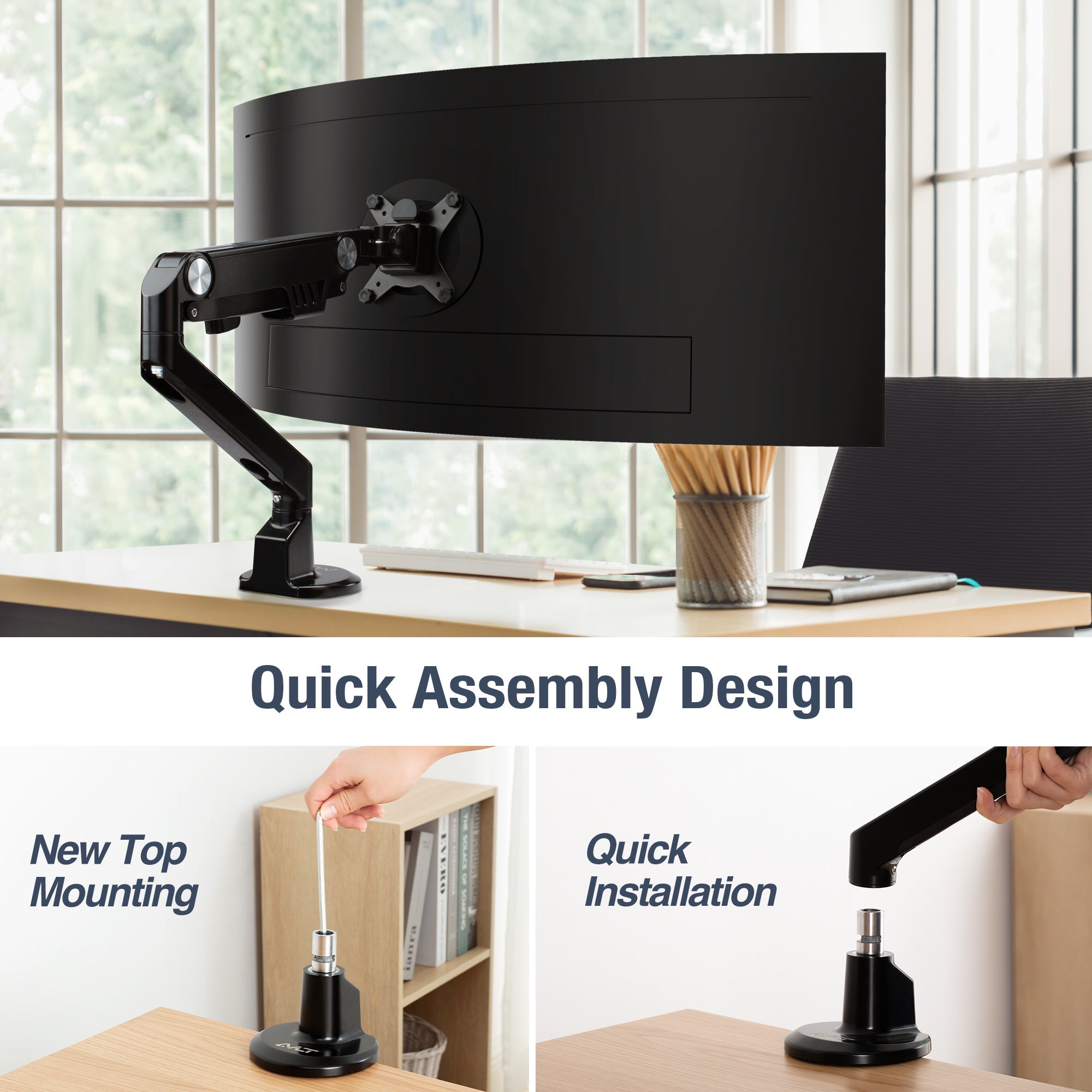 AVLT Heavy-Duty Premium New Top Mounting Desk Mount - Single - Black