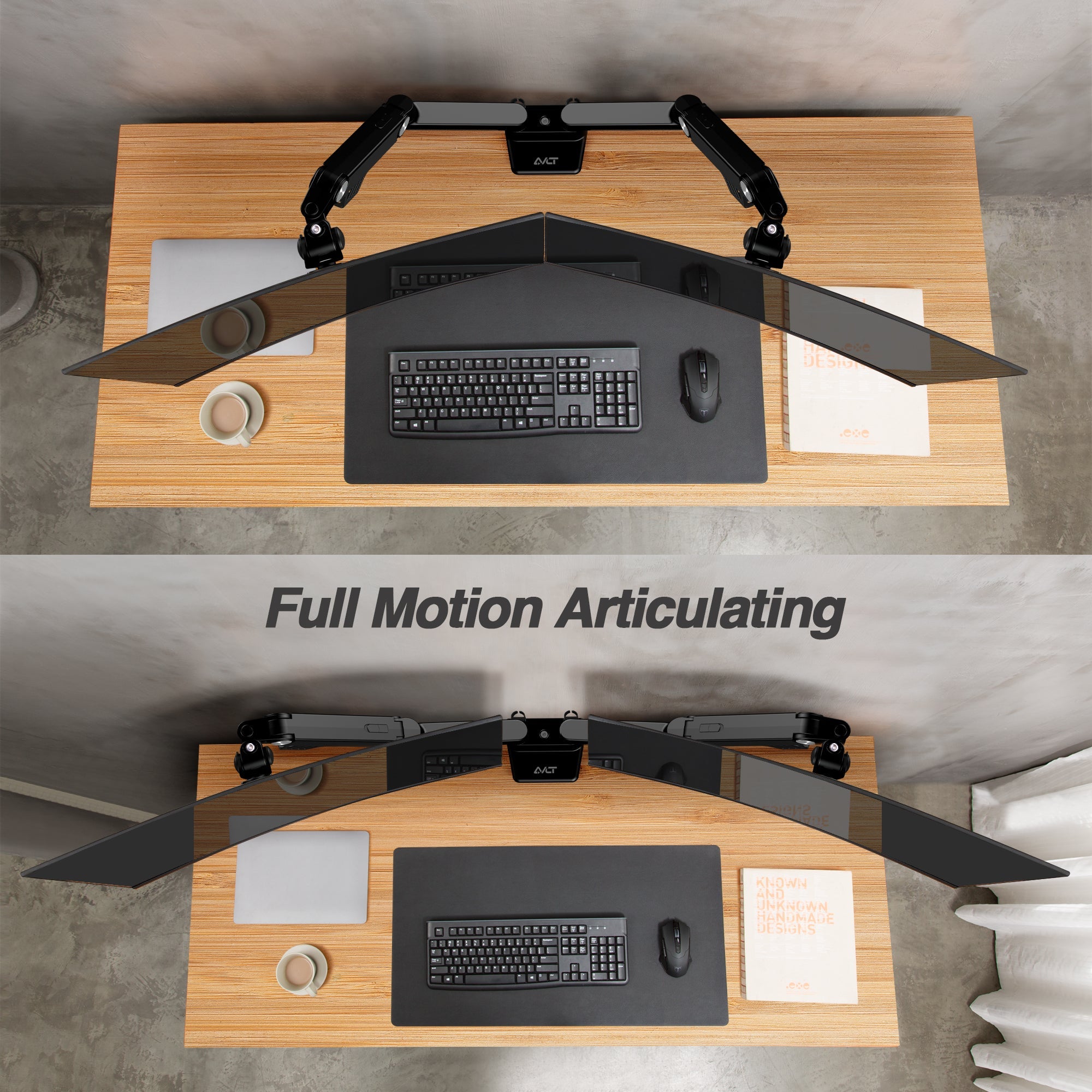AVLT Heavy-Duty Premium New Top Mounting Desk Mount - Dual - Black