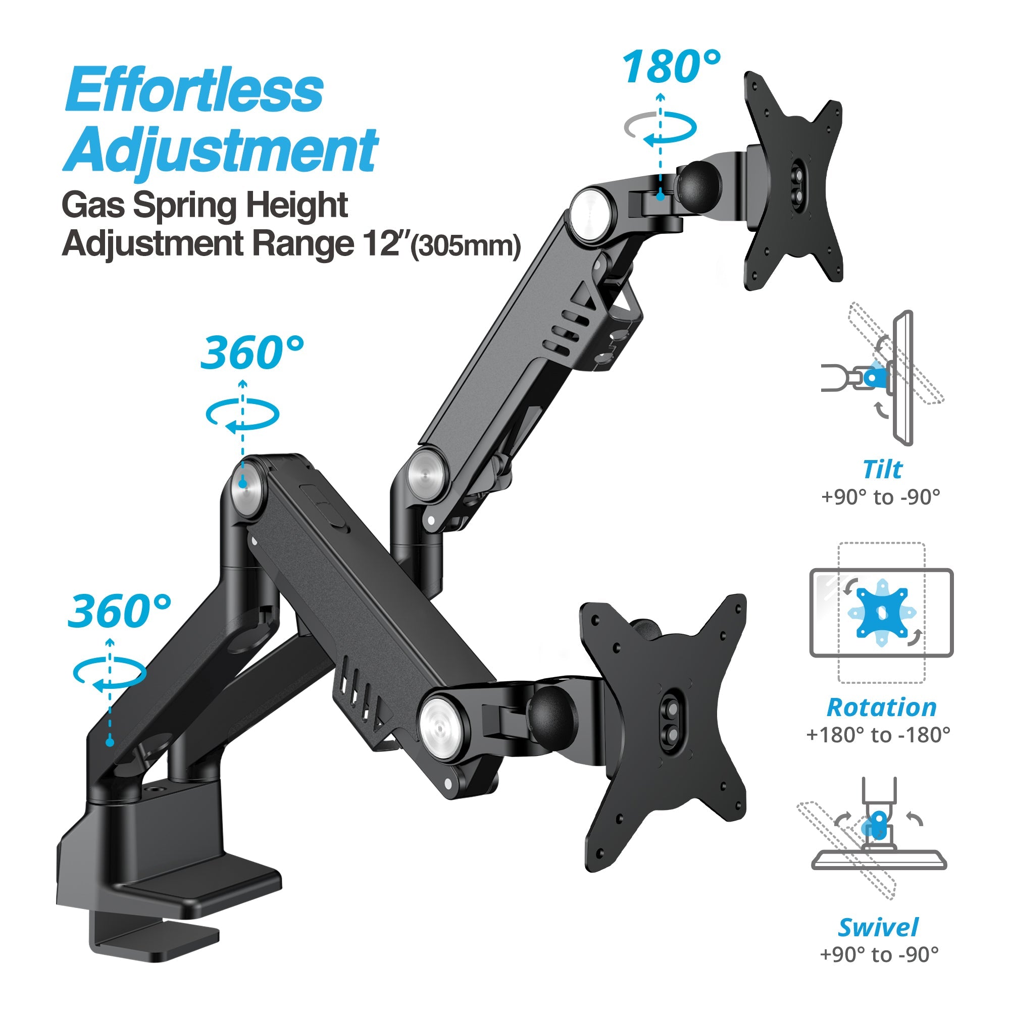 AVLT Heavy-Duty Premium New Top Mounting Desk Mount - Dual - Black