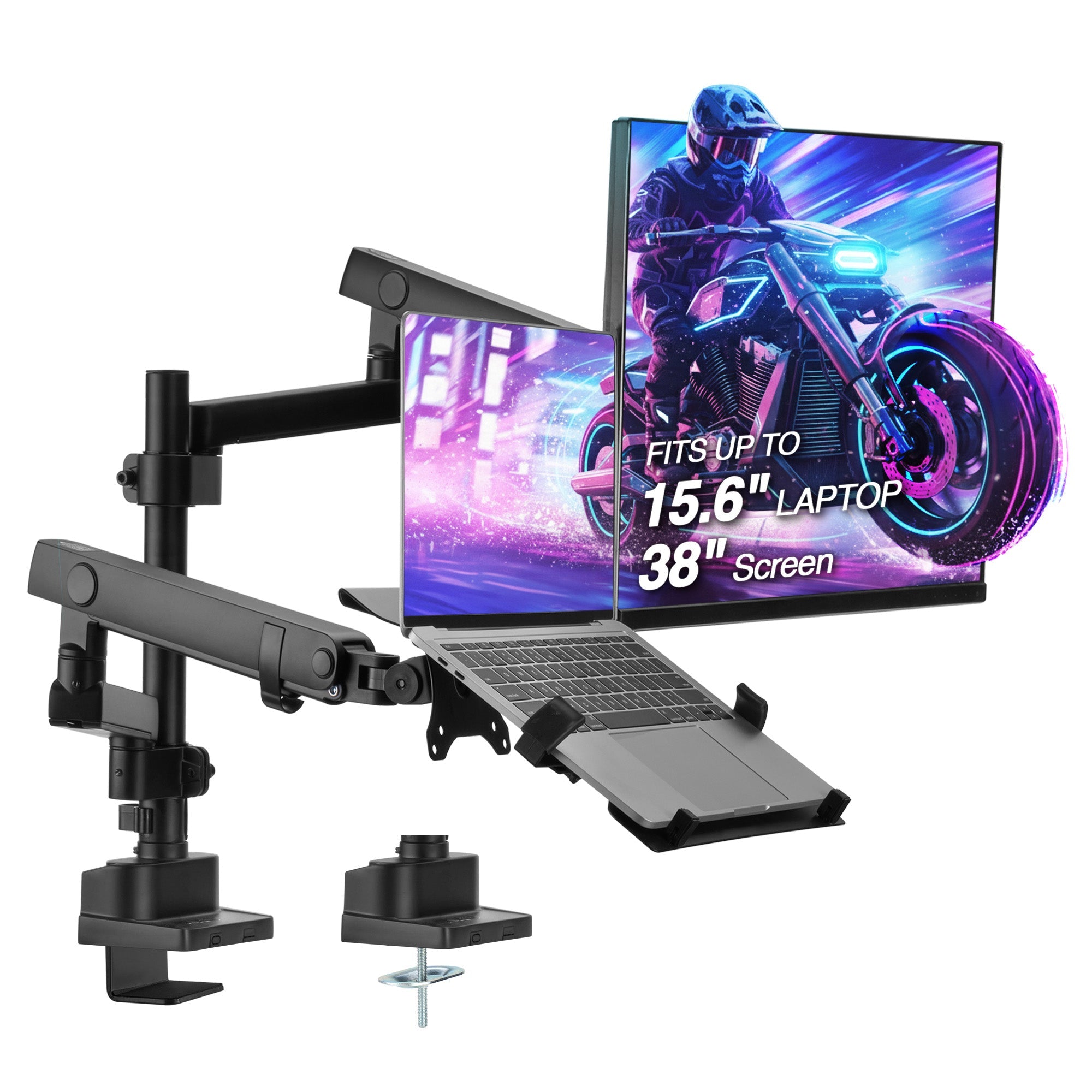 AVLT Laptop & 38 Inch Monitor Arm - Black