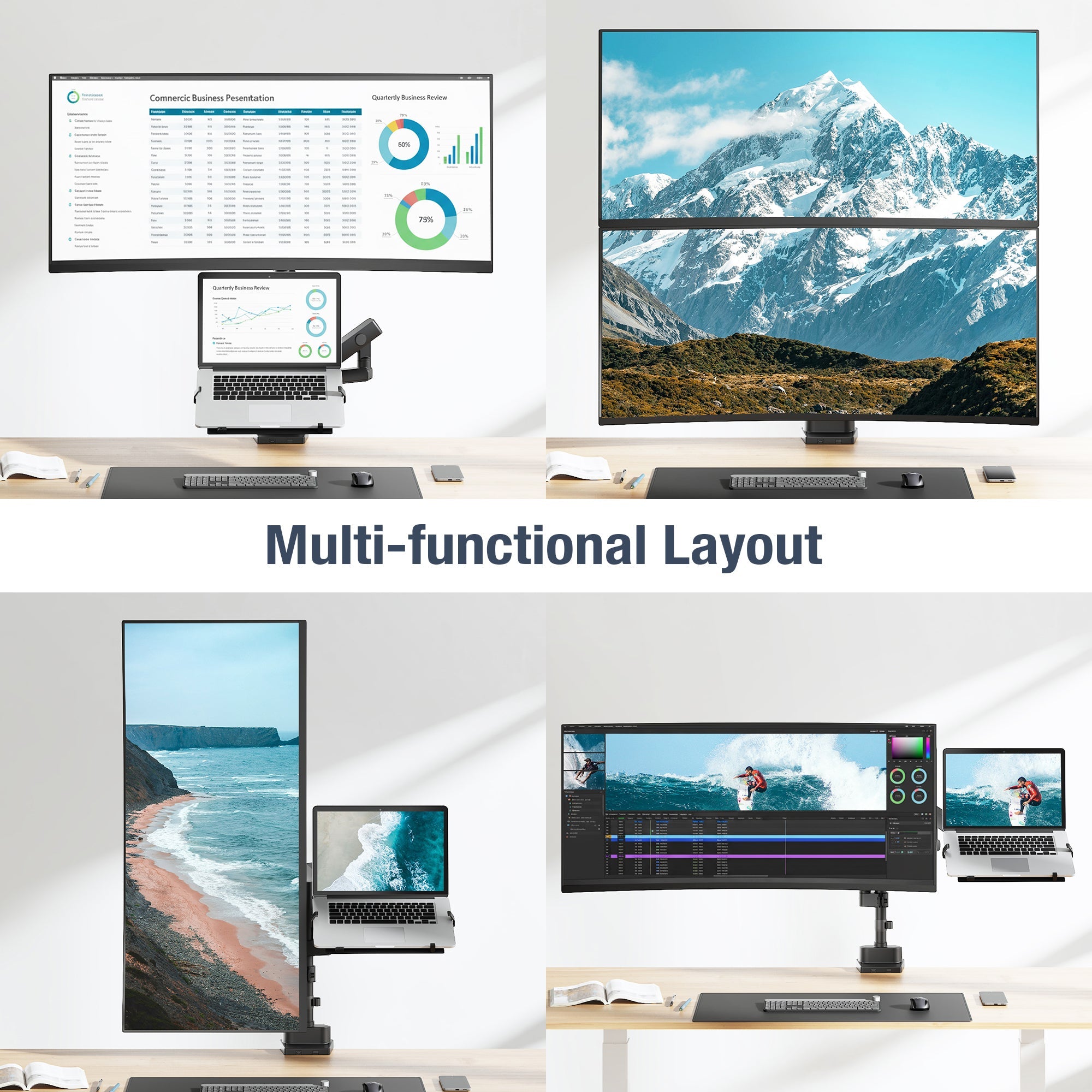 AVLT Laptop & 38 Inch Monitor Arm - Black