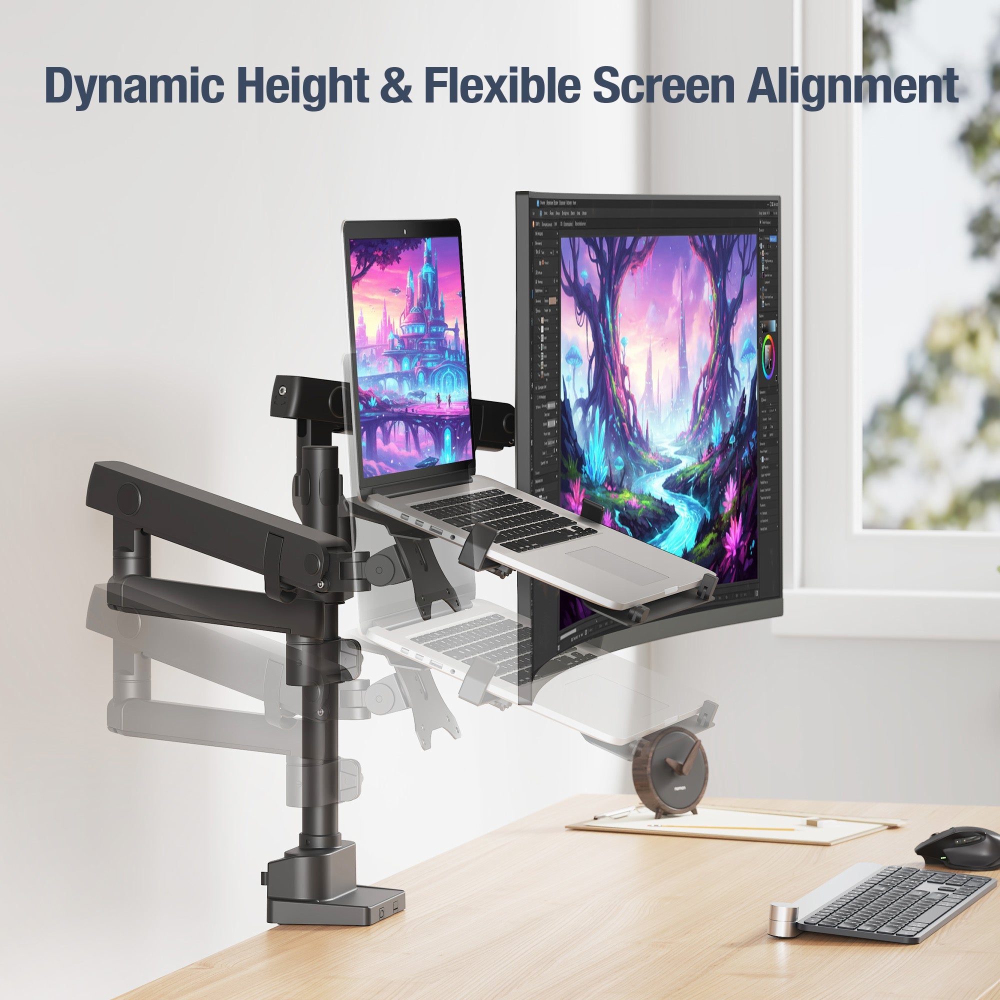 AVLT Laptop & 38 Inch Monitor Arm - Black