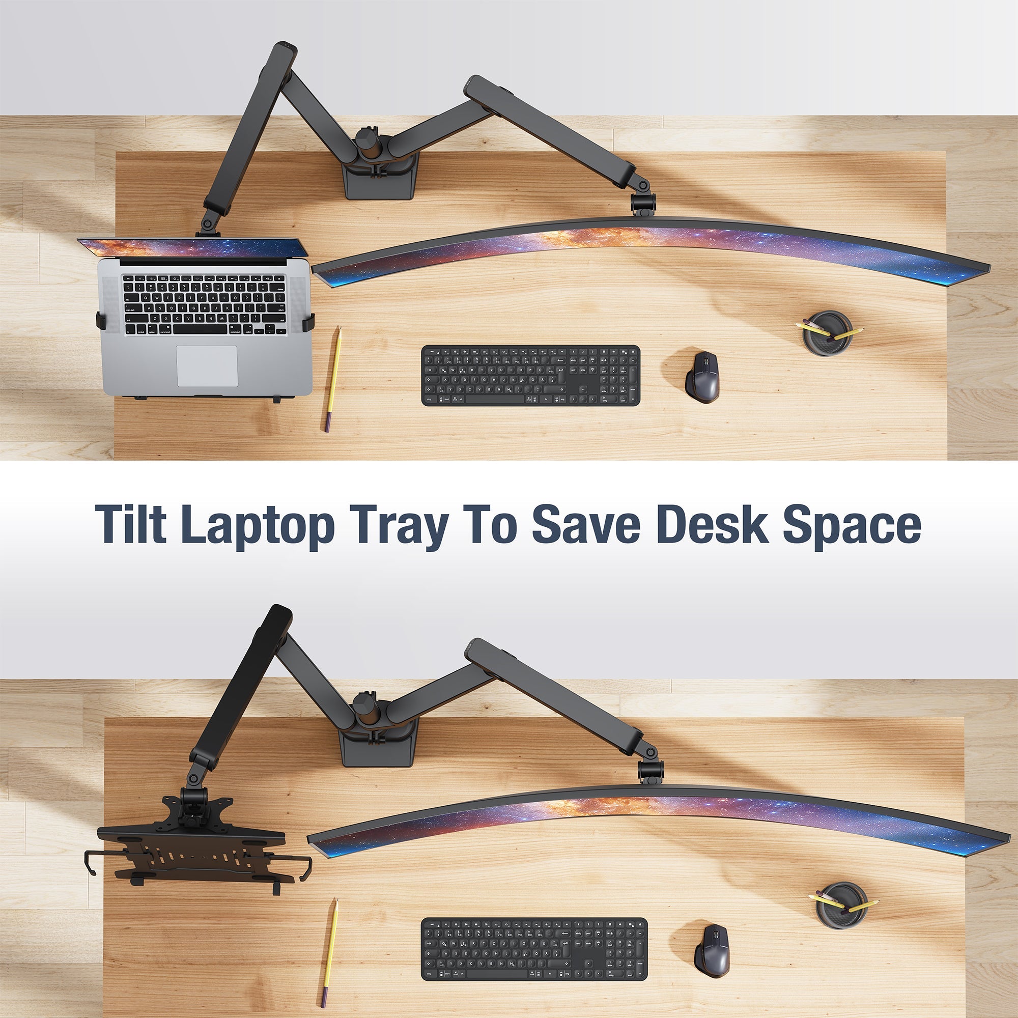 AVLT Laptop & 38 Inch Monitor Arm - Black