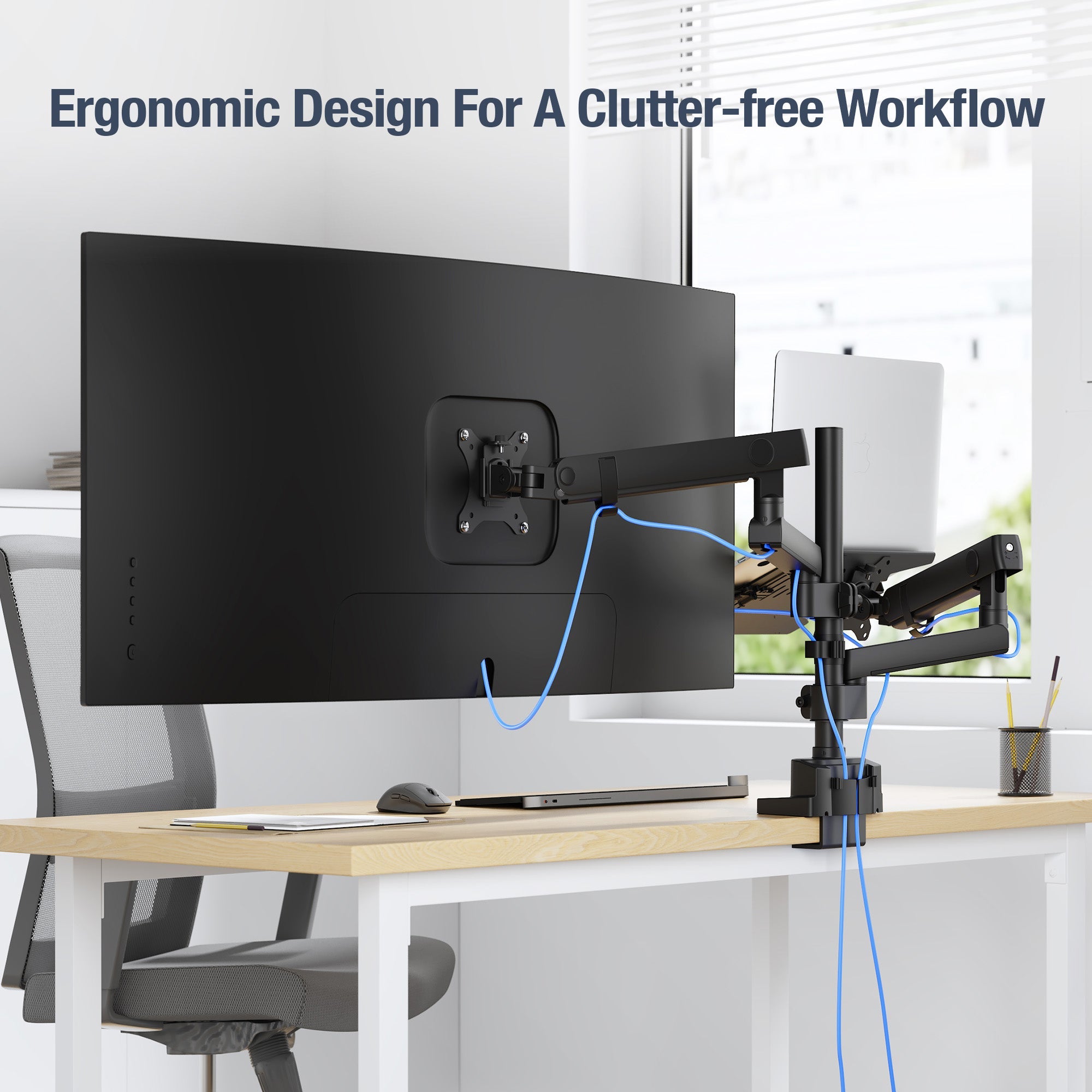 AVLT Laptop & 38 Inch Monitor Arm - Black