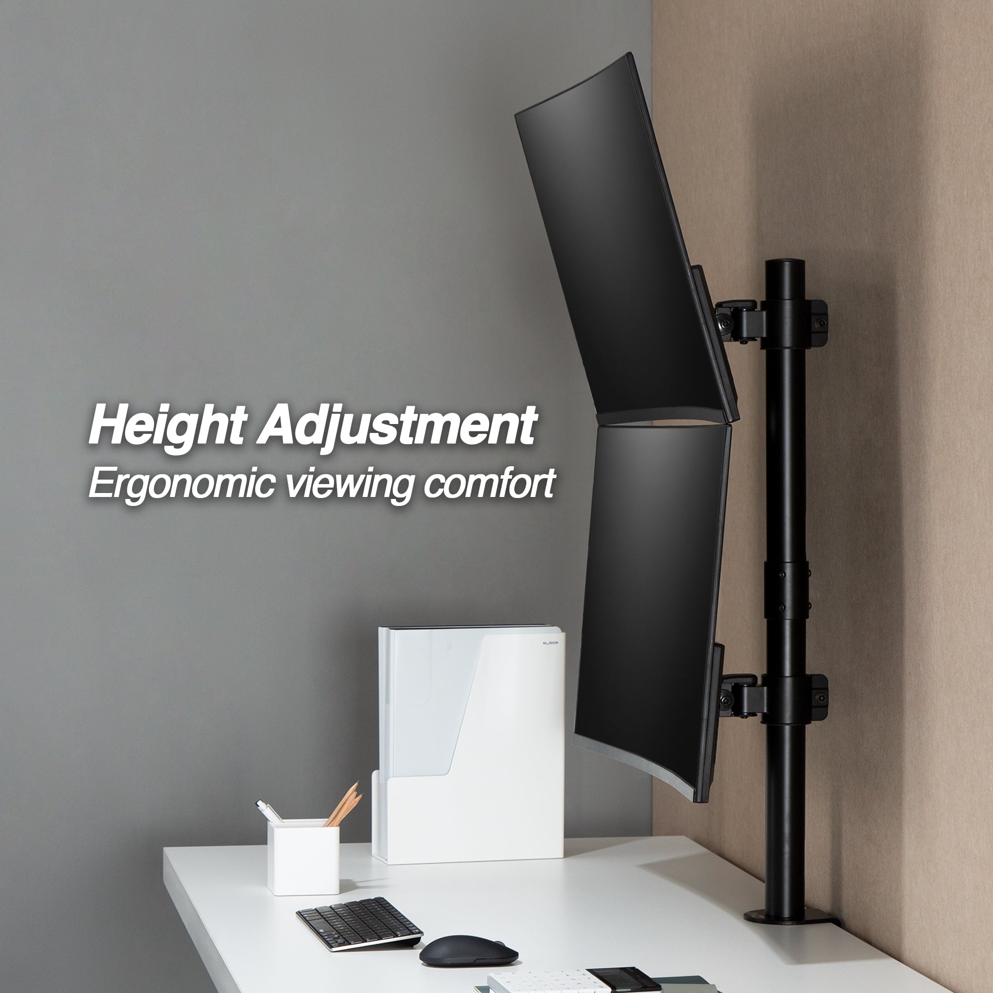 AVLT Dual 38 Inch Stacking Monitor Pole Mount - Black