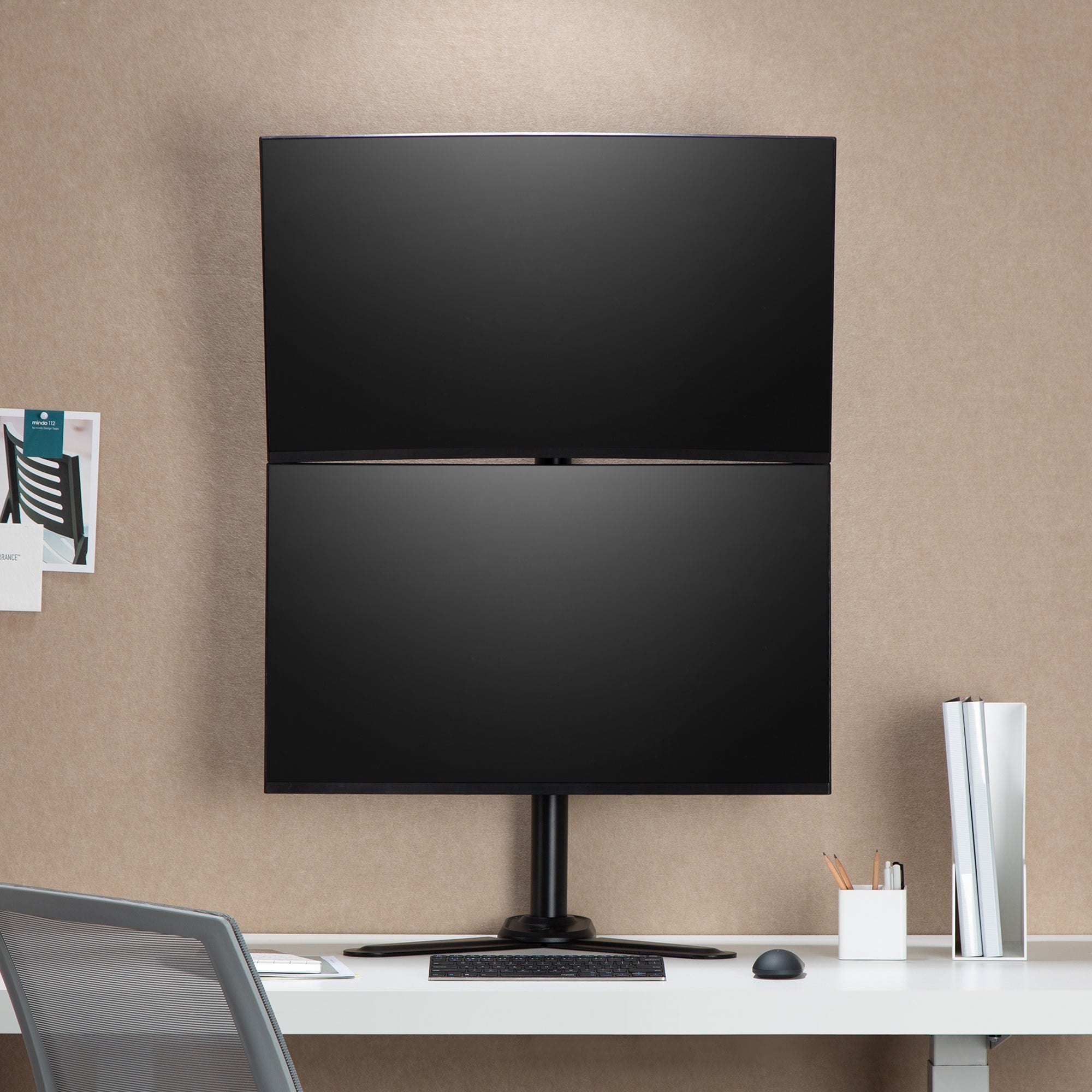 AVLT Dual 38" Vertical Monitor Mount Freestanding Strong Pole - Black