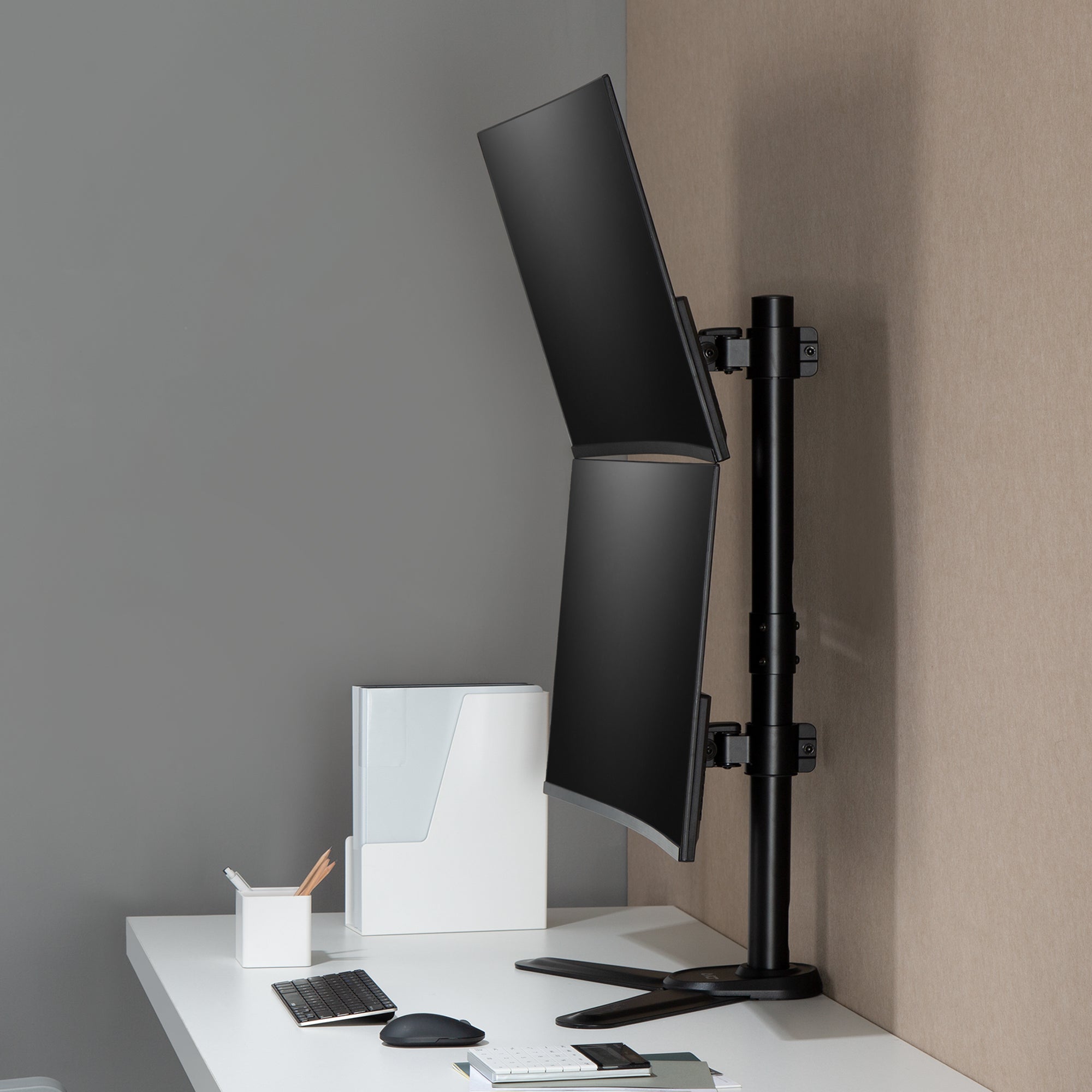 AVLT Dual 38" Vertical Monitor Mount Freestanding Strong Pole - Black
