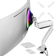AVLT Single 57-inch Heavy Duty Monitor Arm Top Mount With USB-C USB-A Ports - White