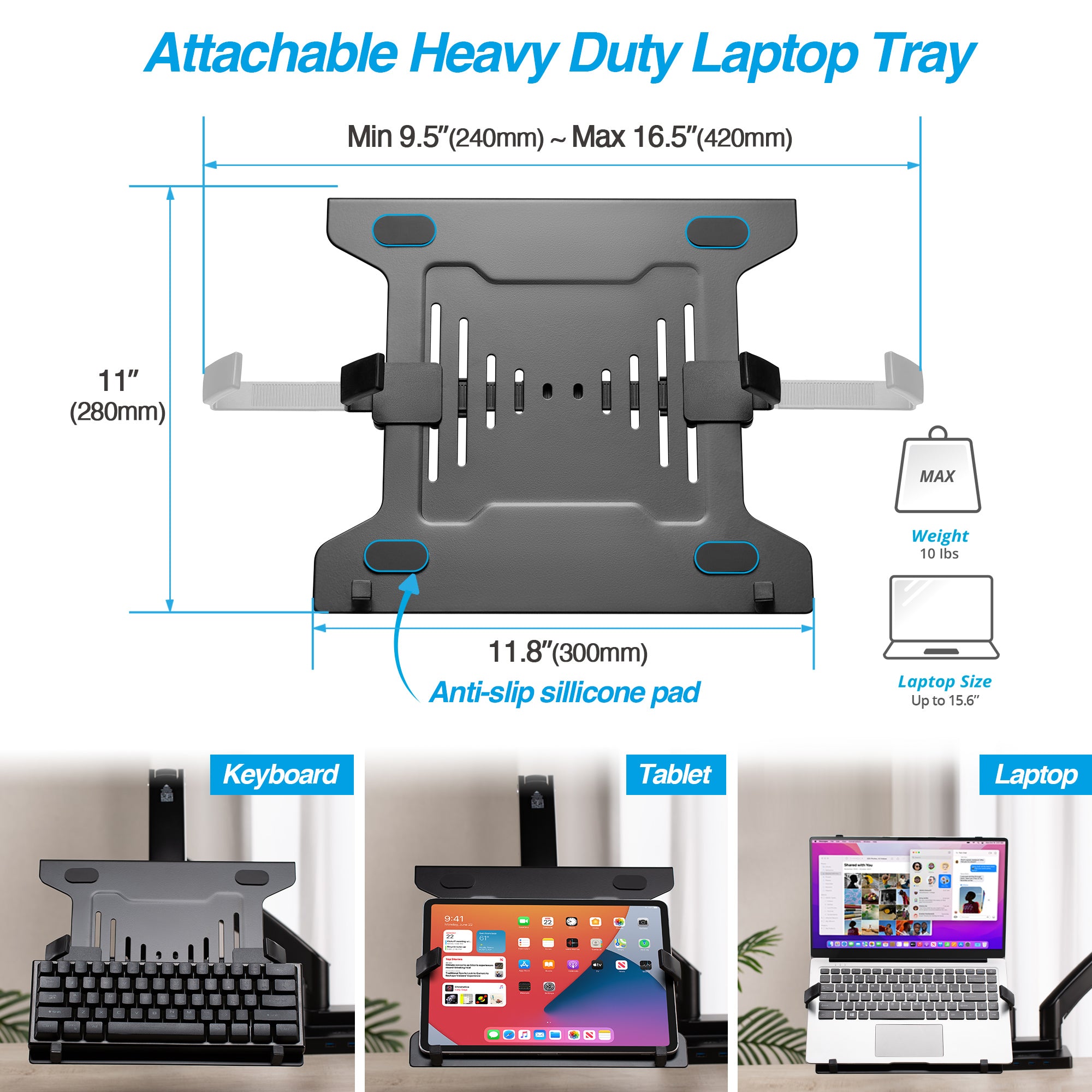 AVLT Laptop & Monitor Desk Mount USB-C Dual Mount Dock - Black